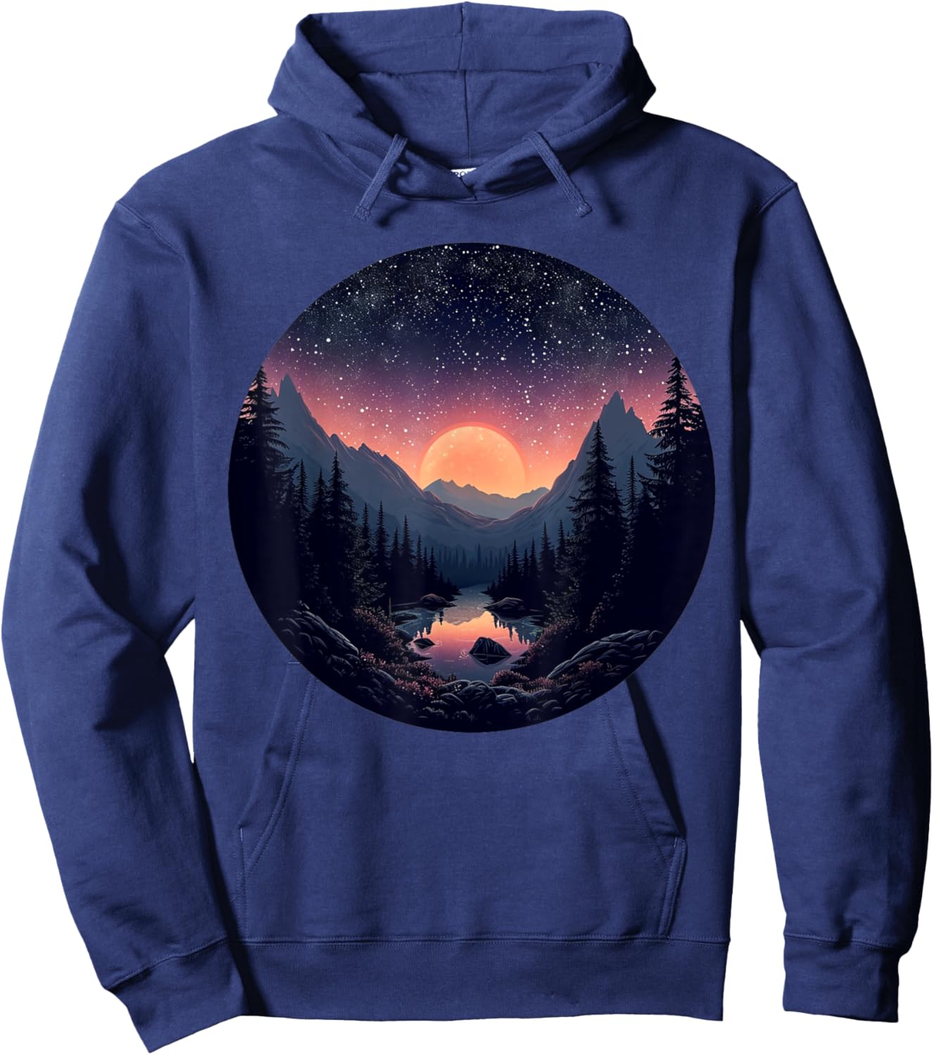 Nature's Canvas Undisturbed Mountain Trails and Hoodie - Hoodie | Navy