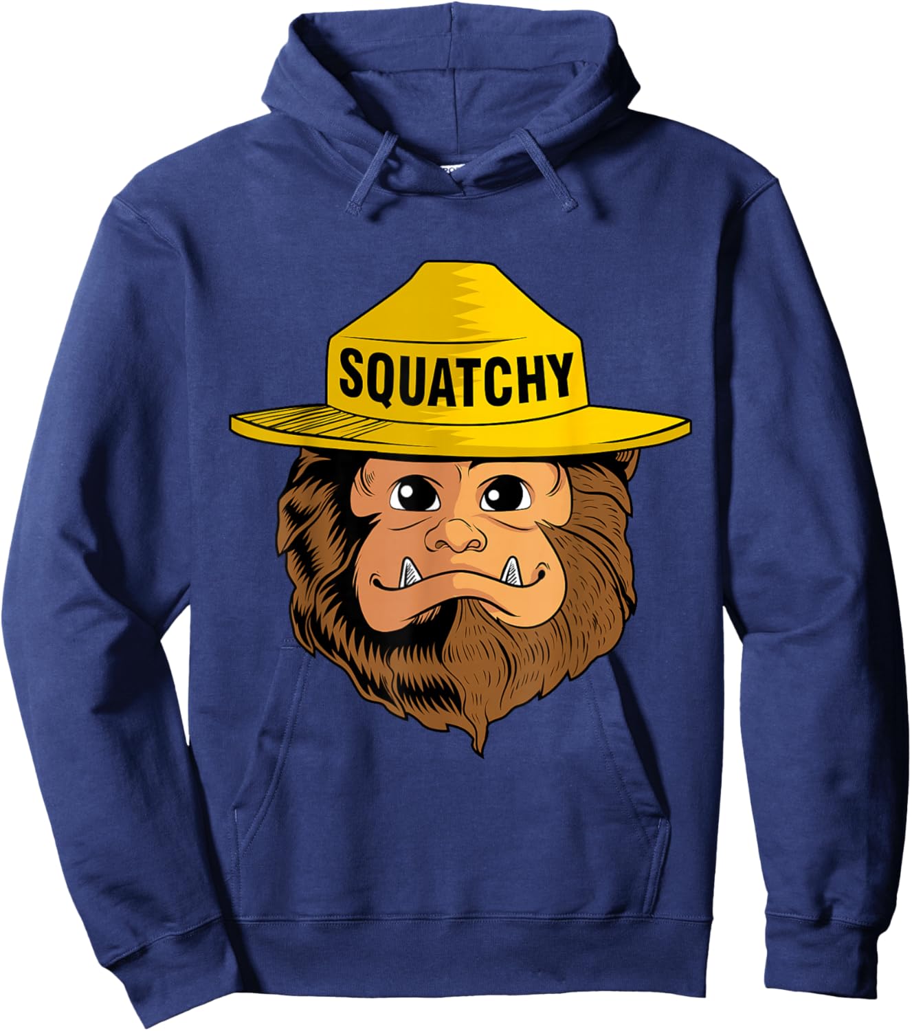 Bigfoot Squatchy Sasquatch Camping Hiking Retro Vintage Hoodie - Hoodie | Navy