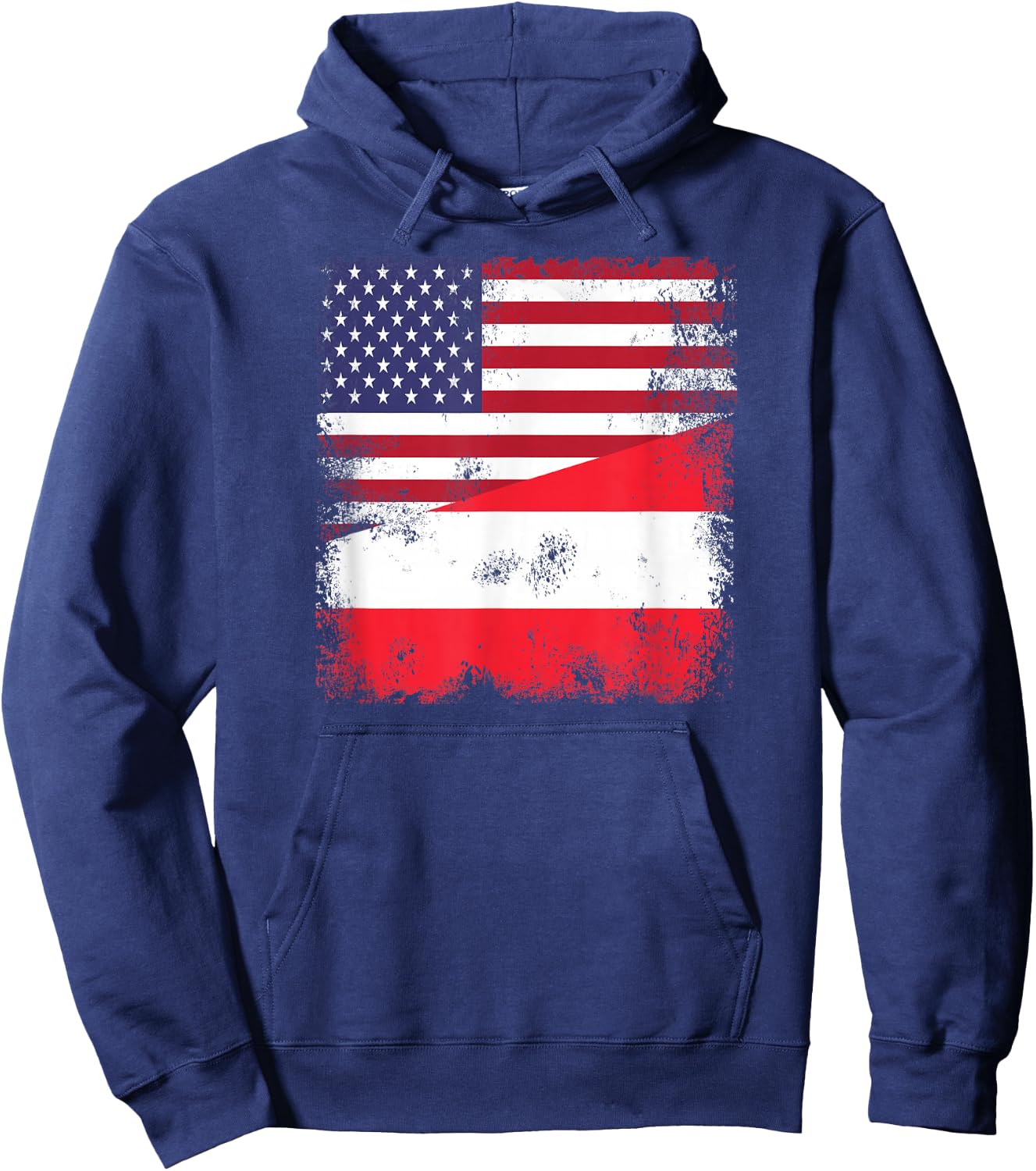 Half Austrian Flag | Vintage Austria USA Gift Hoodie - Hoodie | Navy