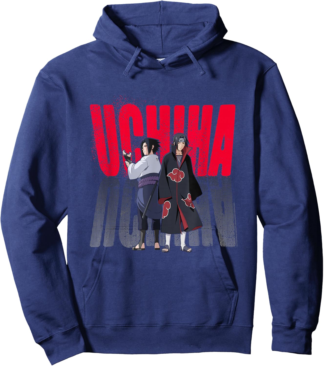 Naruto Shippuden Uchiha Itachi & Sasuke Gradient Logo Anime Hoodie - Hoodie | Navy