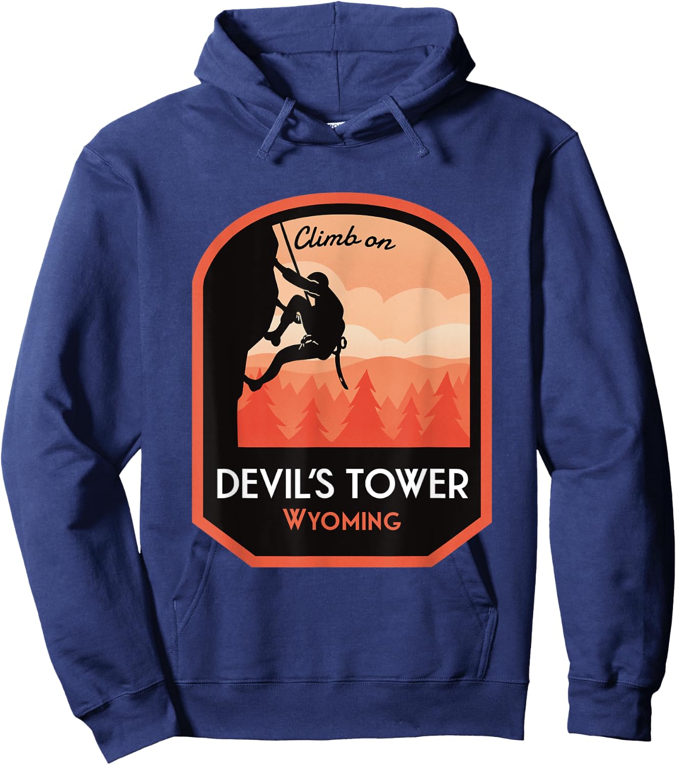 Devils Tower Wyoming Rock Climbing Hoodie - Hoodie | Navy