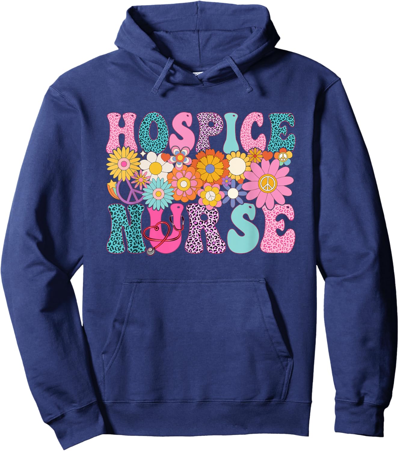 Hospice Nurse Week Groovy Leopard Appreciation Day Hoodie - Hoodie | Navy