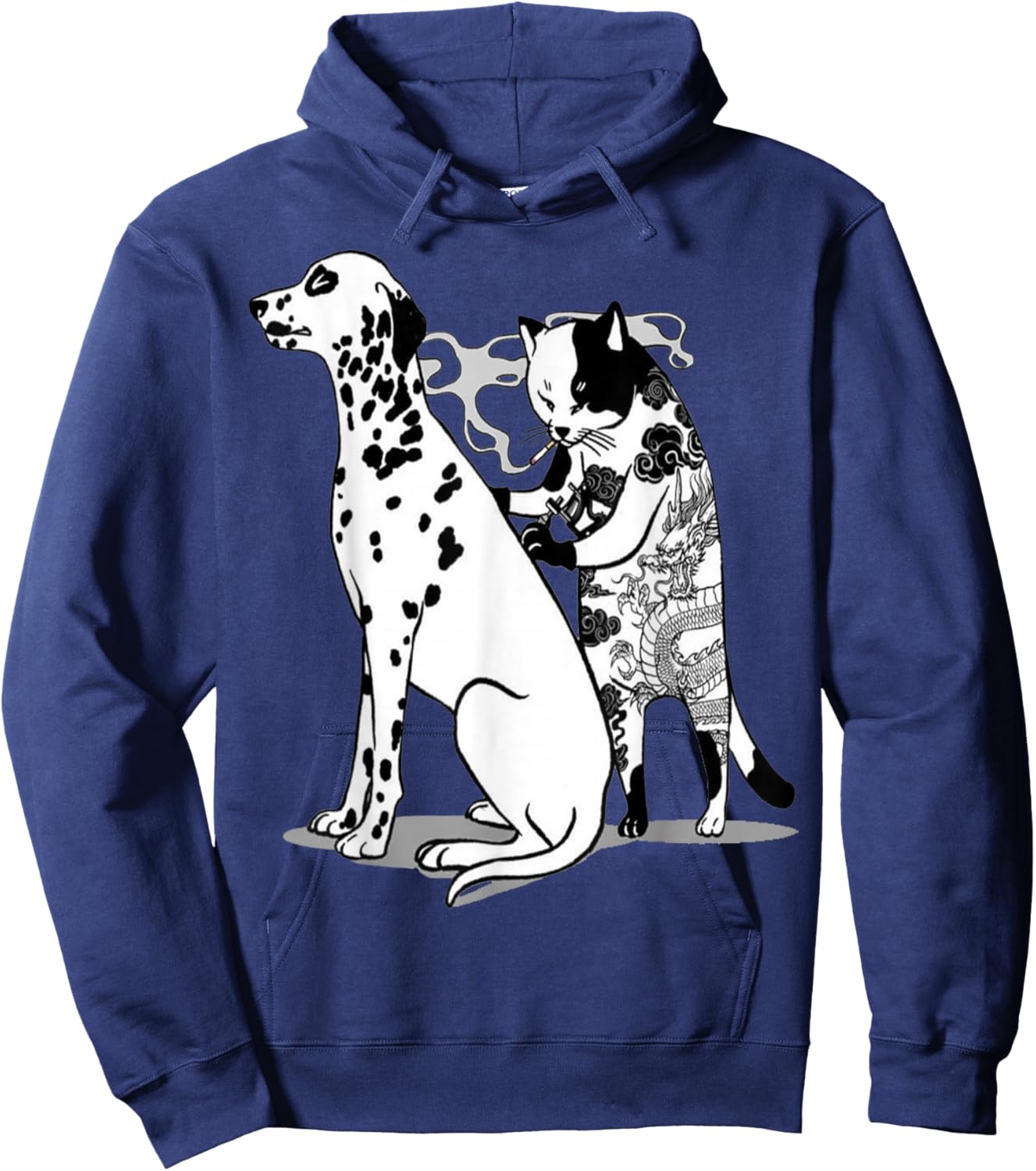 Funny Cat and dog Shirt Tattoo Artist Cat Drawing Tattoos Hoodie - Hoodie | Navy