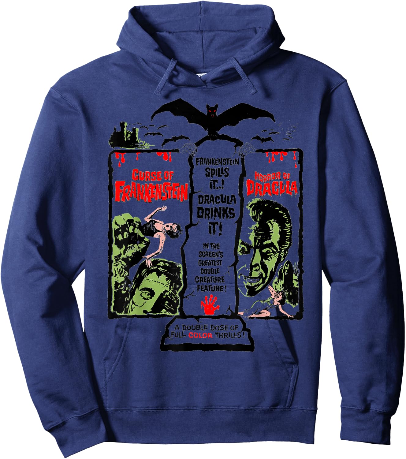 Horror Scene Sexy Dracula Halloween Frankenstein Horror Hoodie - Hoodie | Navy
