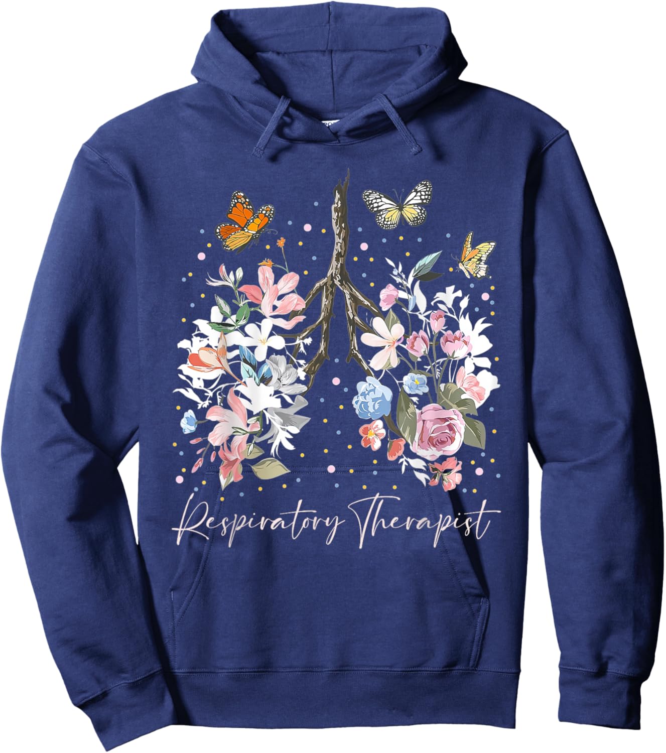 Funny Respiratory Therapist Therapy Lung Happy Easter Day Hoodie - Hoodie | Navy