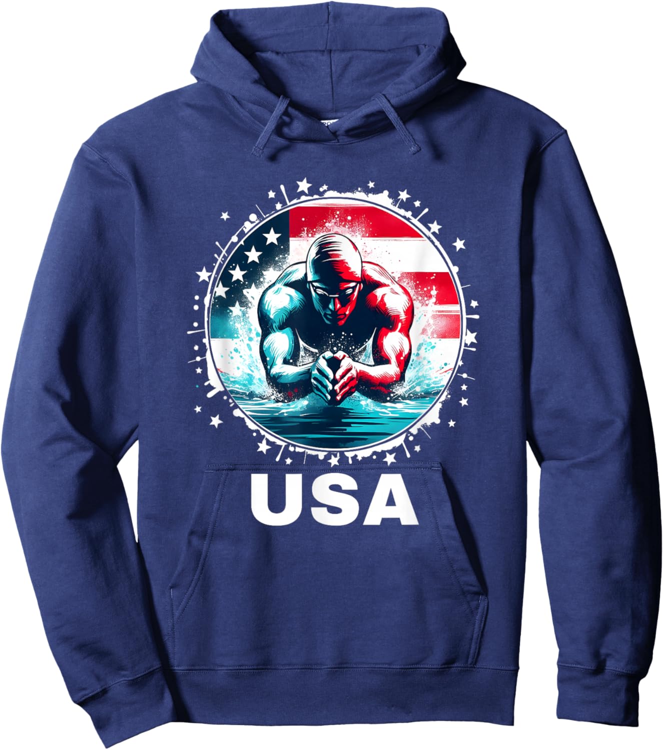 Swimming United States Team Apparel American Flag Swimming Hoodie - Hoodie | Navy