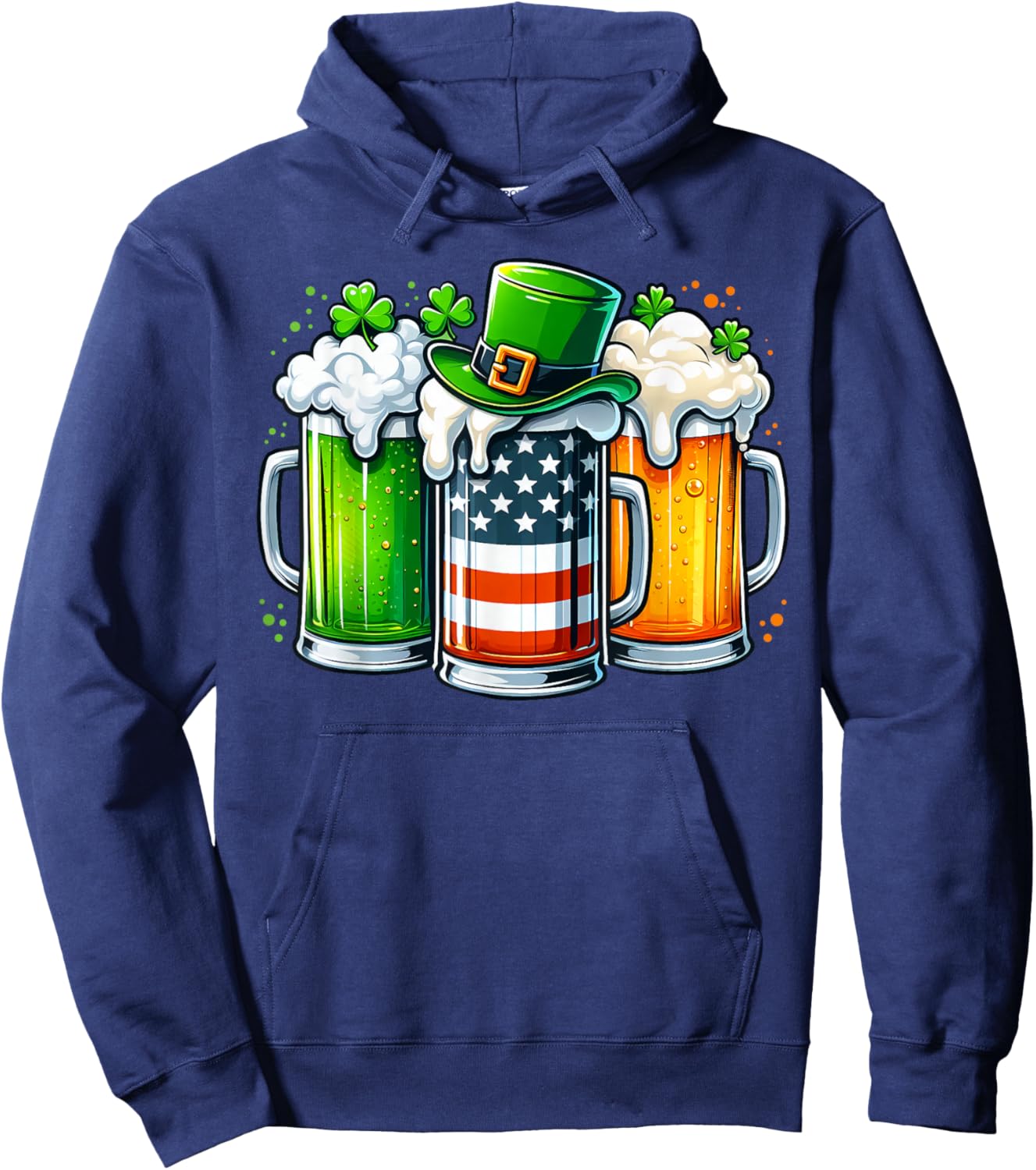 Irish Beer Ireland Flag St Patricks Day Men Women Leprechaun Hoodie - Hoodie | Navy