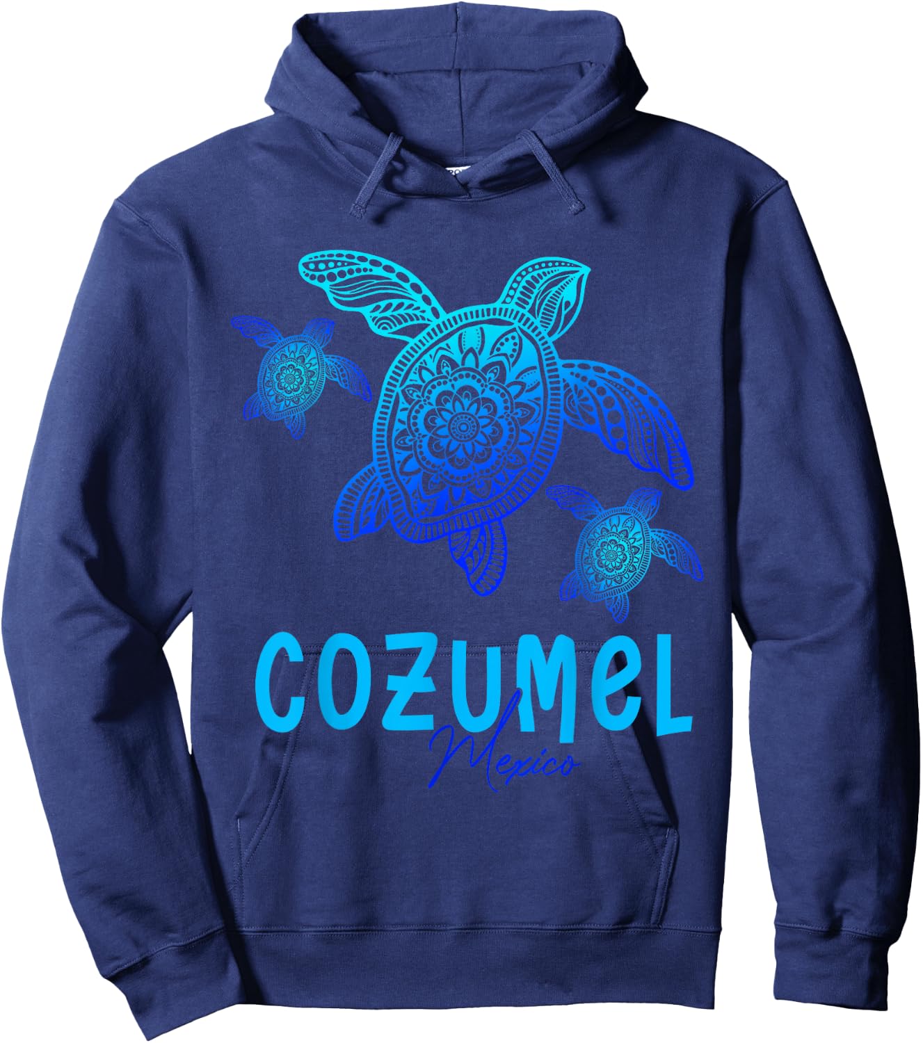 Tribal Sea Turtle Cozumel Mexico Vacation Hoodie - Hoodie | Navy
