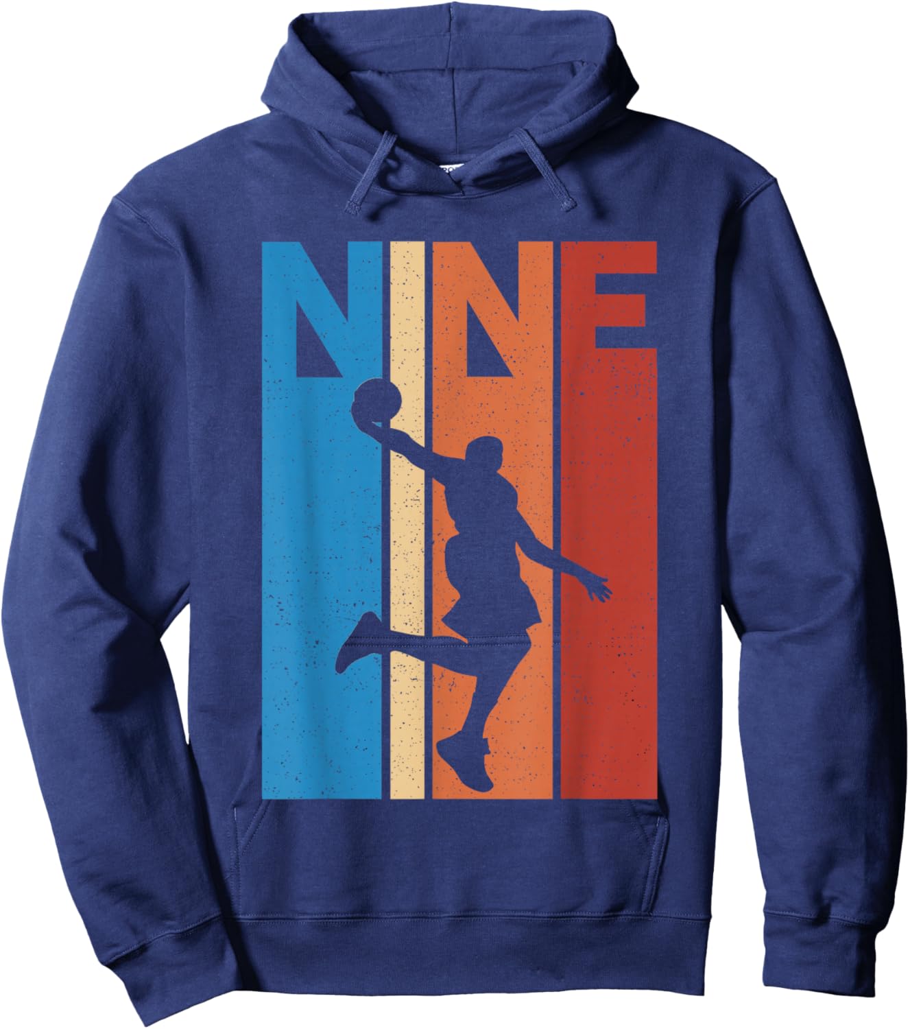 9th Birthday Party Nine 9 Years Old Basketball Kids Boys Hoodie - Hoodie | Navy