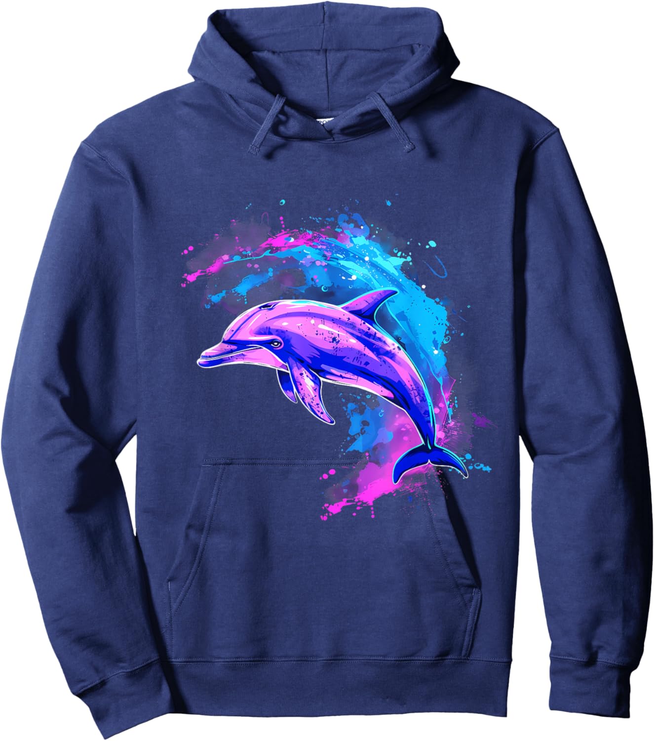 Dolphin Sea Ocean Animal Ocean Sea Dolphin Watercolor Hoodie - Hoodie | Navy