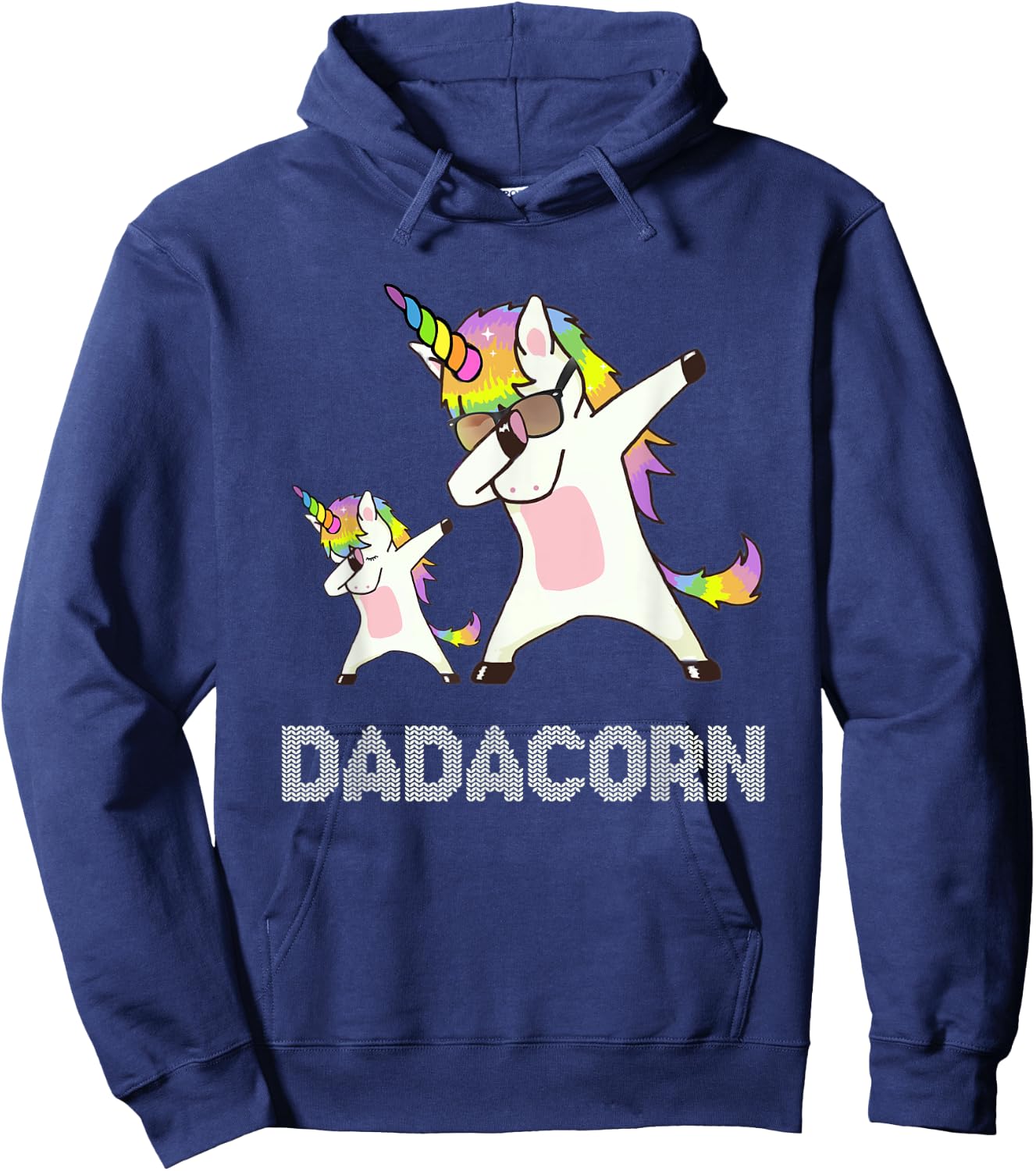 Dadacorn Unicorn Dad - Men-Adults - Black - Small - Short Sleeve - Cotton, Polyester Hoodie - Hoodie | Navy