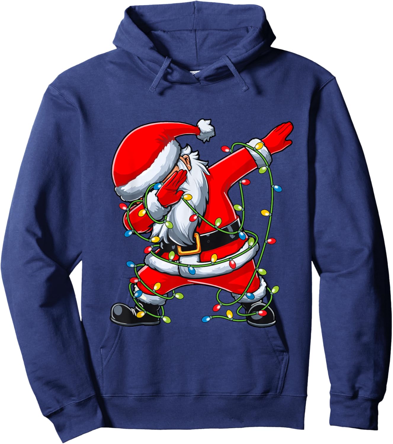 Santa Christmas Tree Lights Boys Girls Kids Dab Xmas Hoodie - Hoodie | Navy