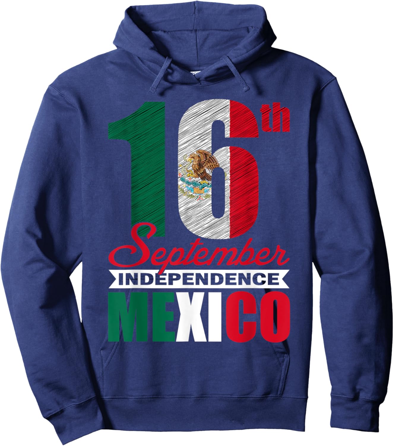 September 16th Viva Mexico Independence Day Mexican Flag Hoodie - Hoodie | Navy