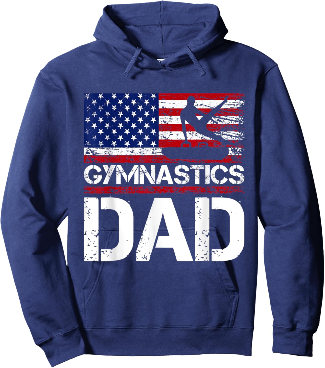 Vintage Gymnastics Dad American Flag USA father 4th of july Men Hoodie - Hoodie | Navy