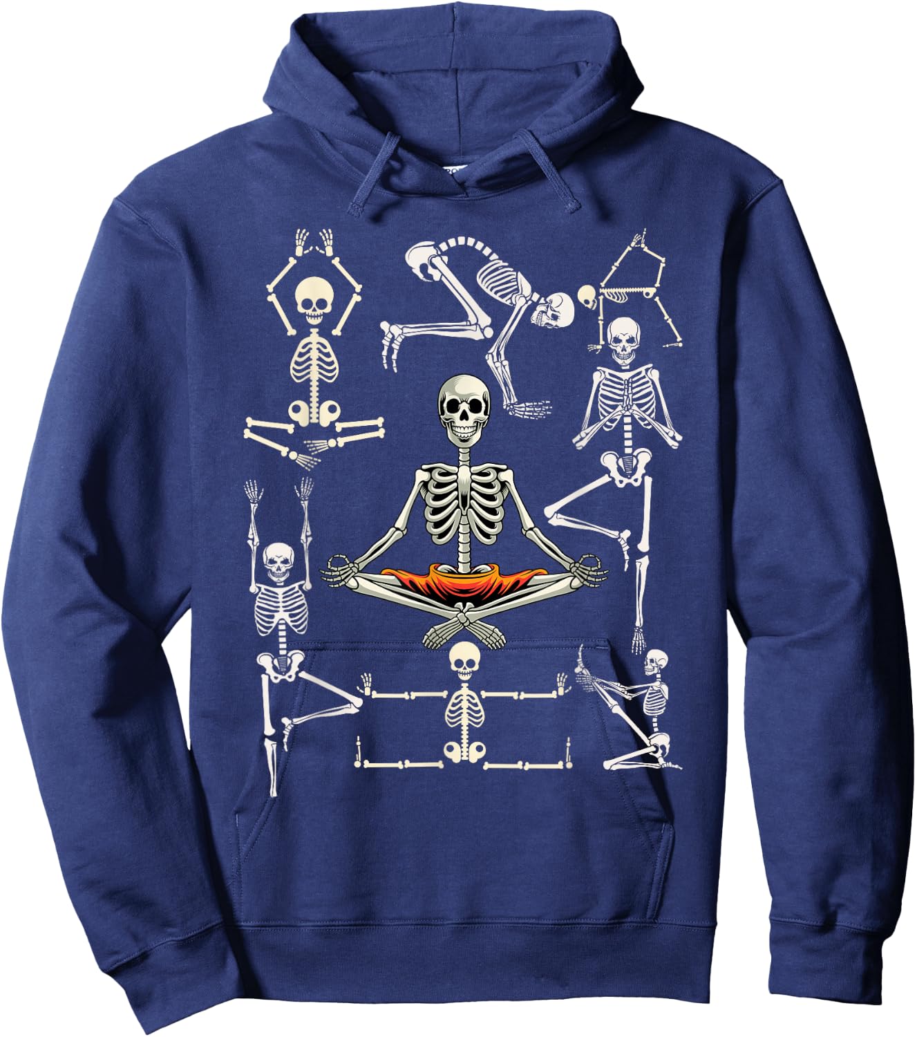 Yoga Skeletons Asana Namaste Funny Meditation Halloween Yogi Hoodie - Hoodie | Navy