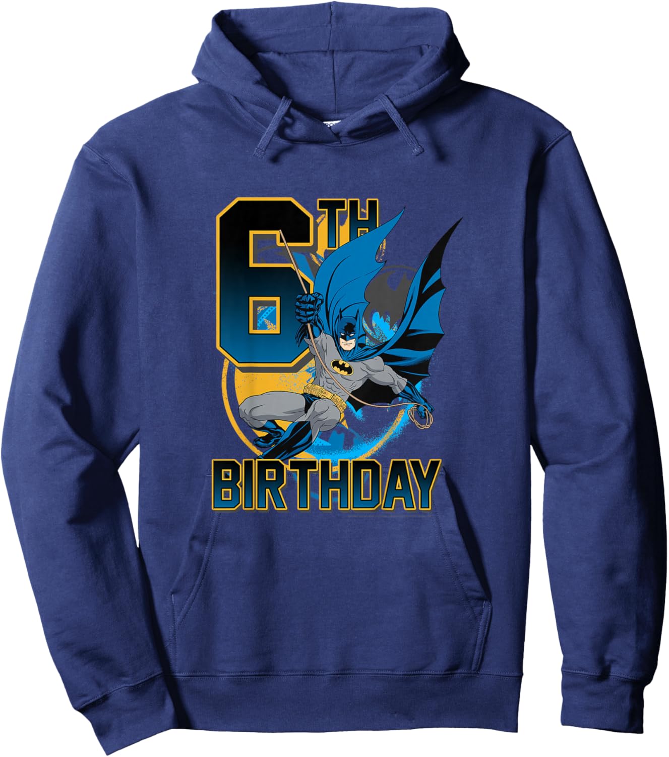 Kids DC Comics Batman 6th Birthday Classic Super Hero Pose Youth Hoodie - Hoodie | Navy