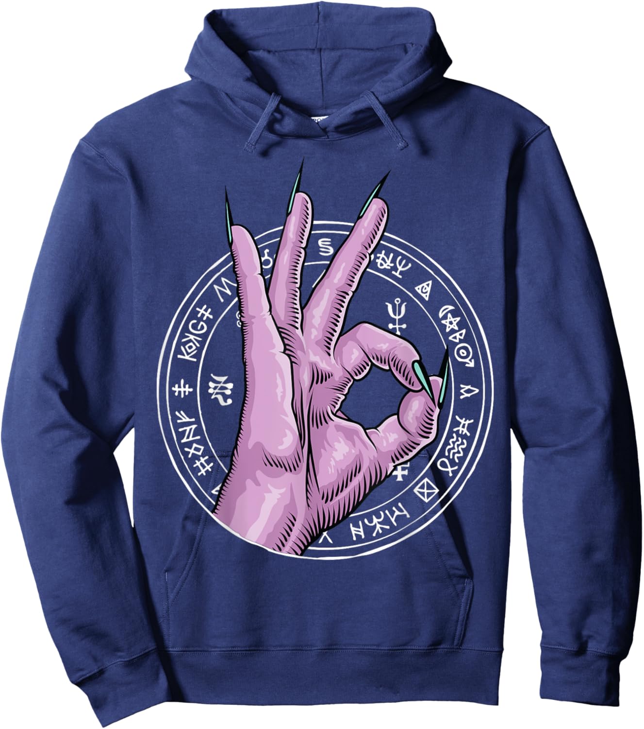 666 Satan Hand Sign Occult Satanist Devil Demon Antichrist Hoodie - Hoodie | Navy