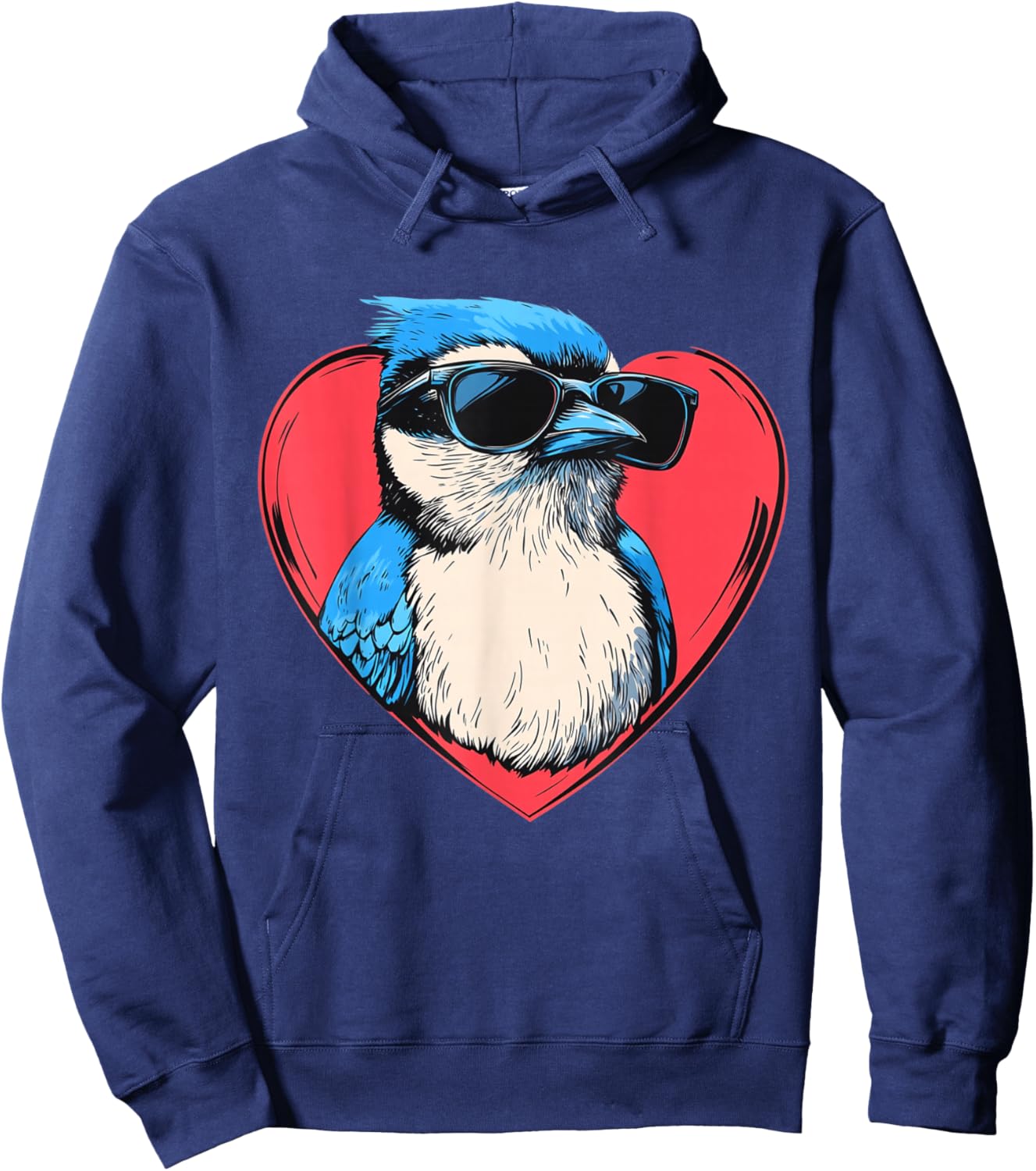 Retro Blue Jay Bird Lover Men Women Kids Valentines Day Hoodie - Hoodie | Navy