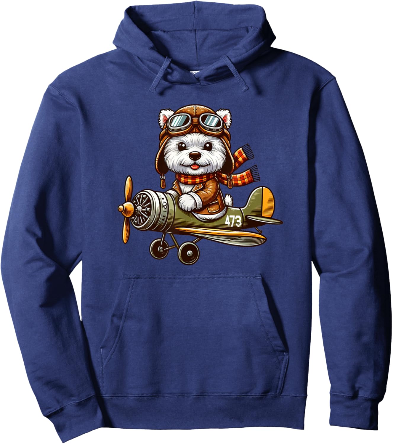 West Highland White Terrier Pilot Dog Funny Aviator Hoodie - Hoodie | Navy