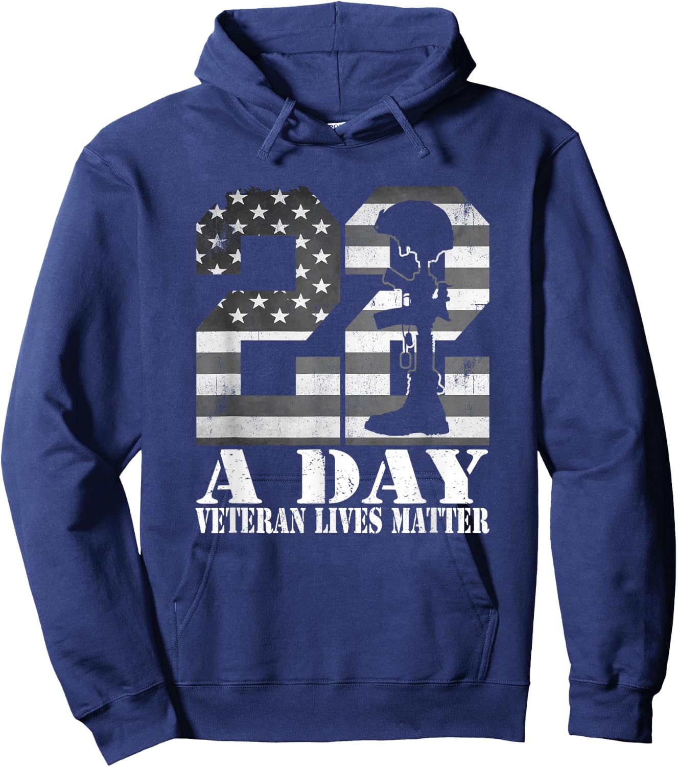22 A Day Veteran Lives Matter American Flag Military Veteran Hoodie - Hoodie | Navy