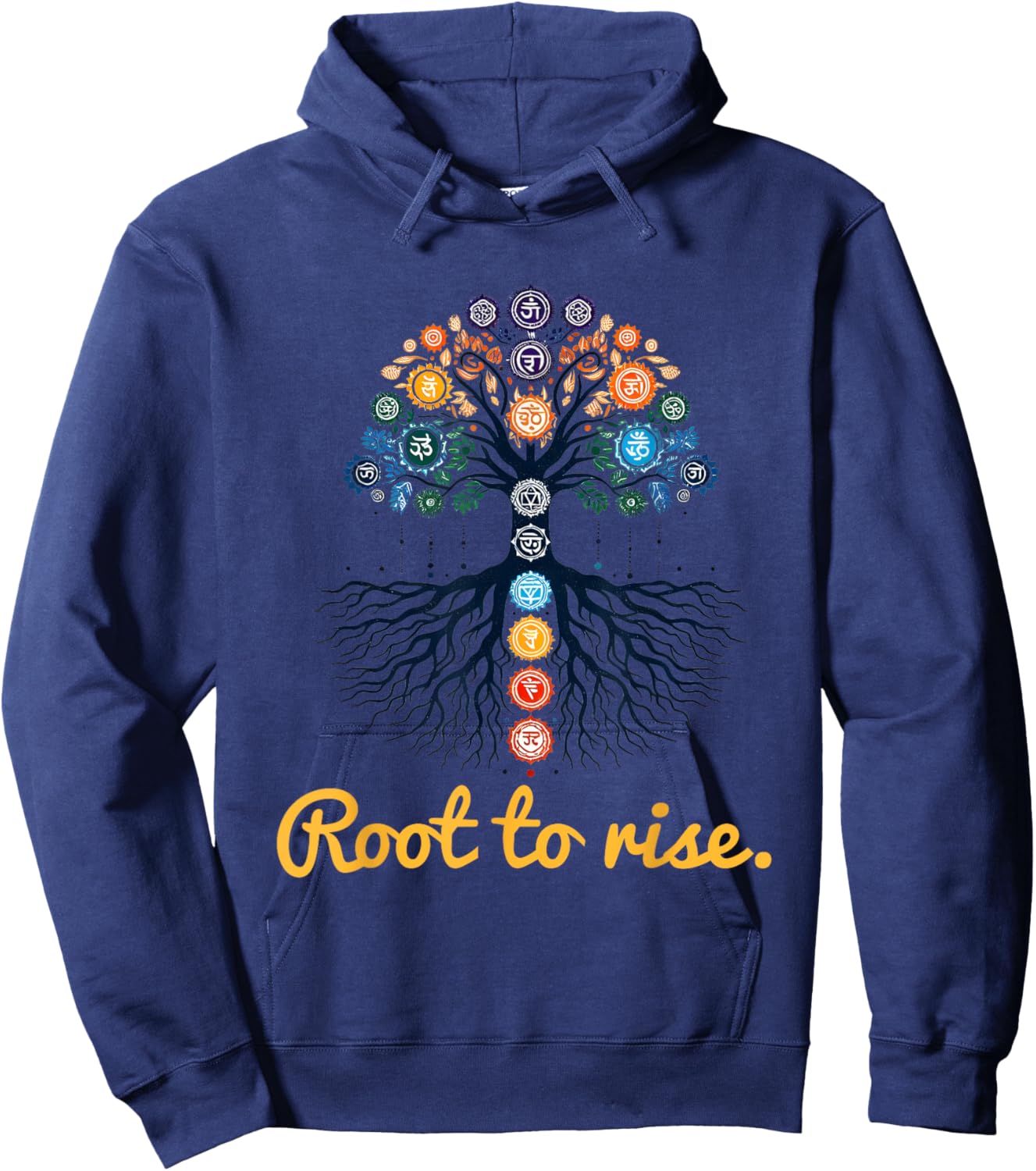 Tree Chakras ~ Root to Rise ~ Zen Yoga Chakra Meditation ~ Hoodie - Hoodie | Navy