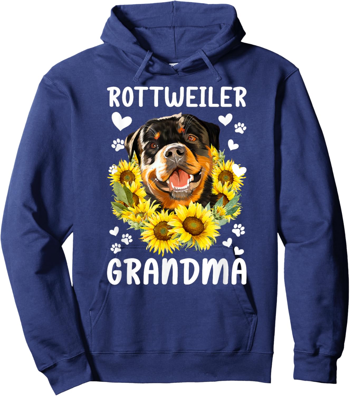 Rottweiler Grandma Sunflower Rottie Grandmother Hoodie - Hoodie | Navy