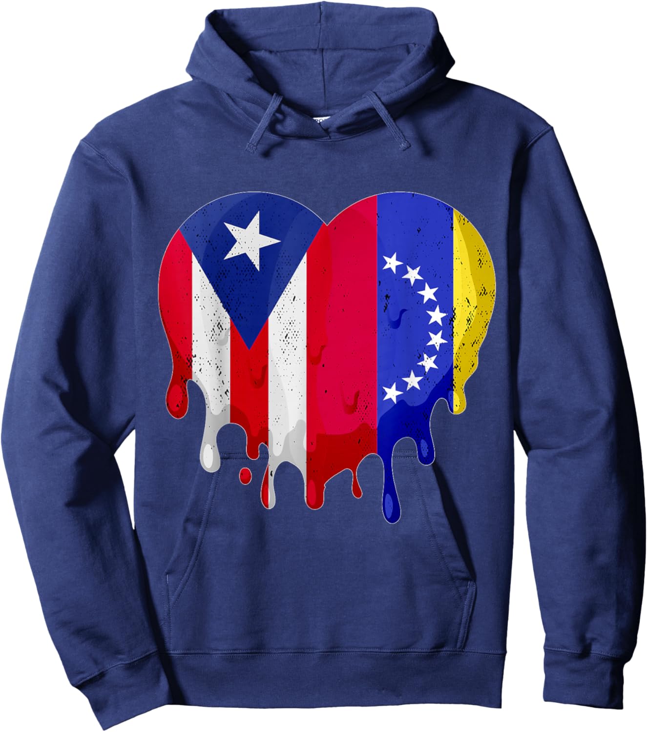 Puerto Rico Venezuela Flag Heart Grown Patriot Country Hoodie - Hoodie | Navy