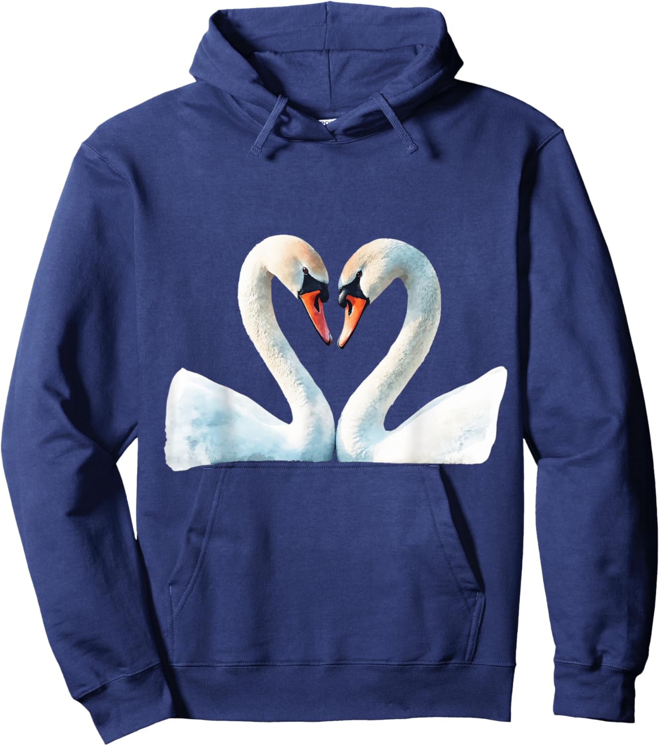 Romantic Swan Couple Heart Shape Love Hoodie - Hoodie | Navy