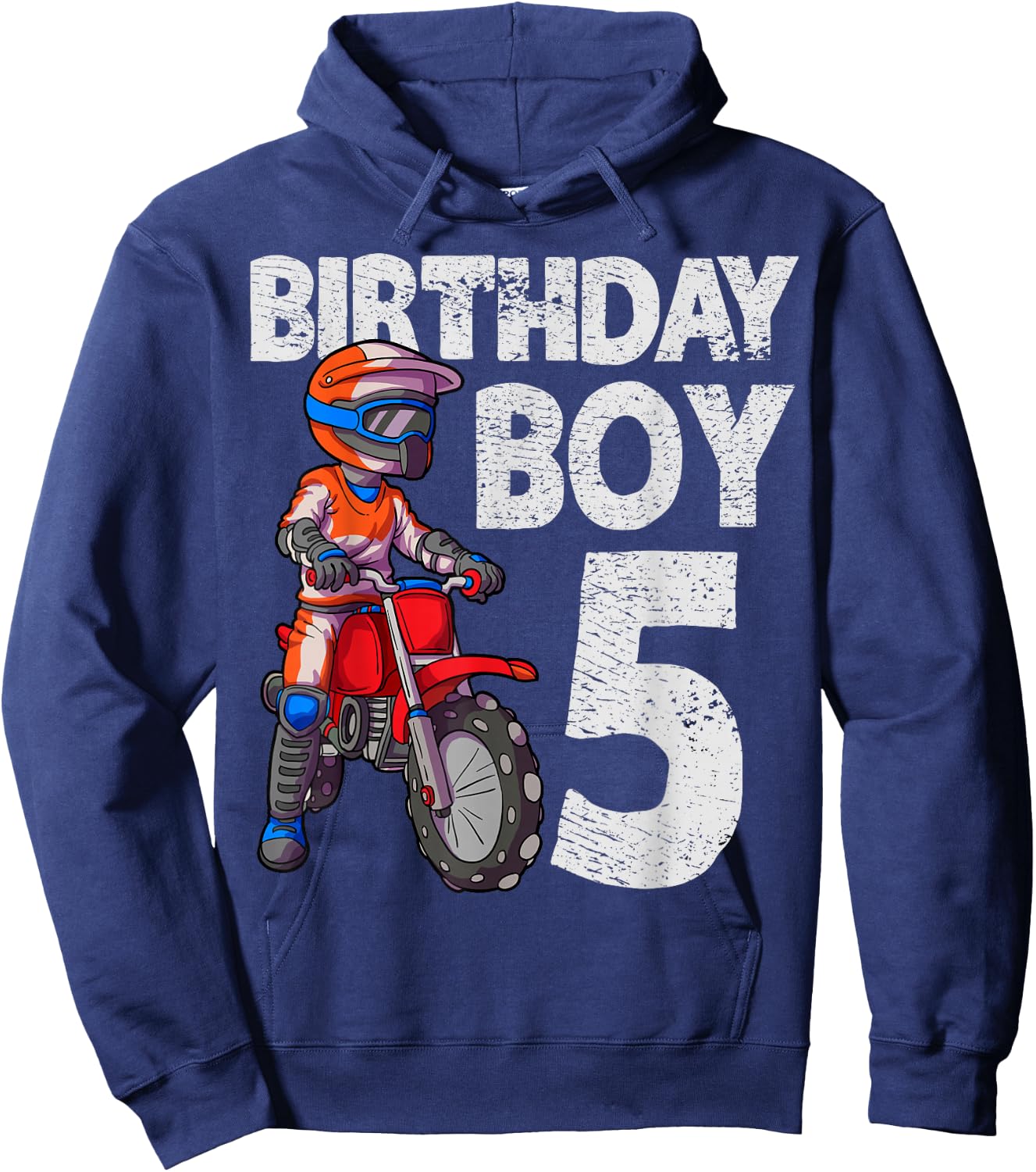 Motocross 5th Birthday Kids MX 5 Year Old Dirt Bike Birthday Hoodie - Hoodie | Navy