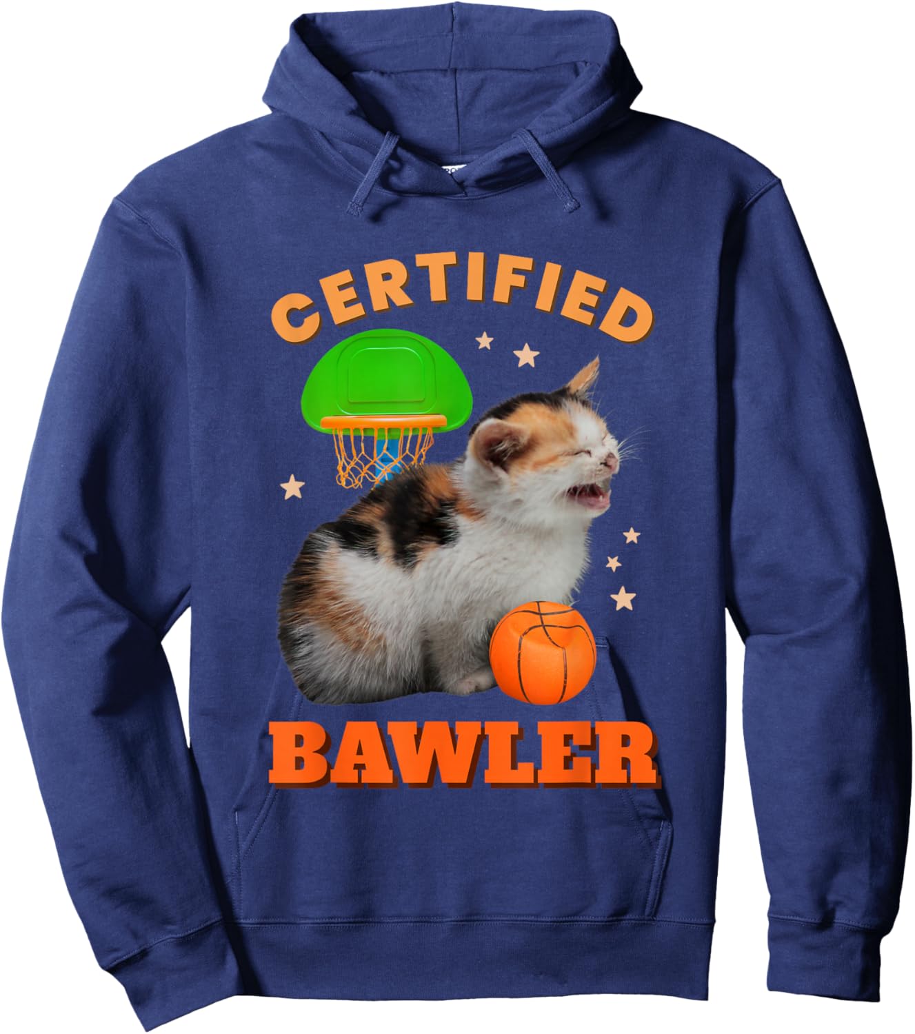 Certified Bawler Funny Cat Baller Meme Basketball Novelty Men Women Hoodie - Hoodie | Navy