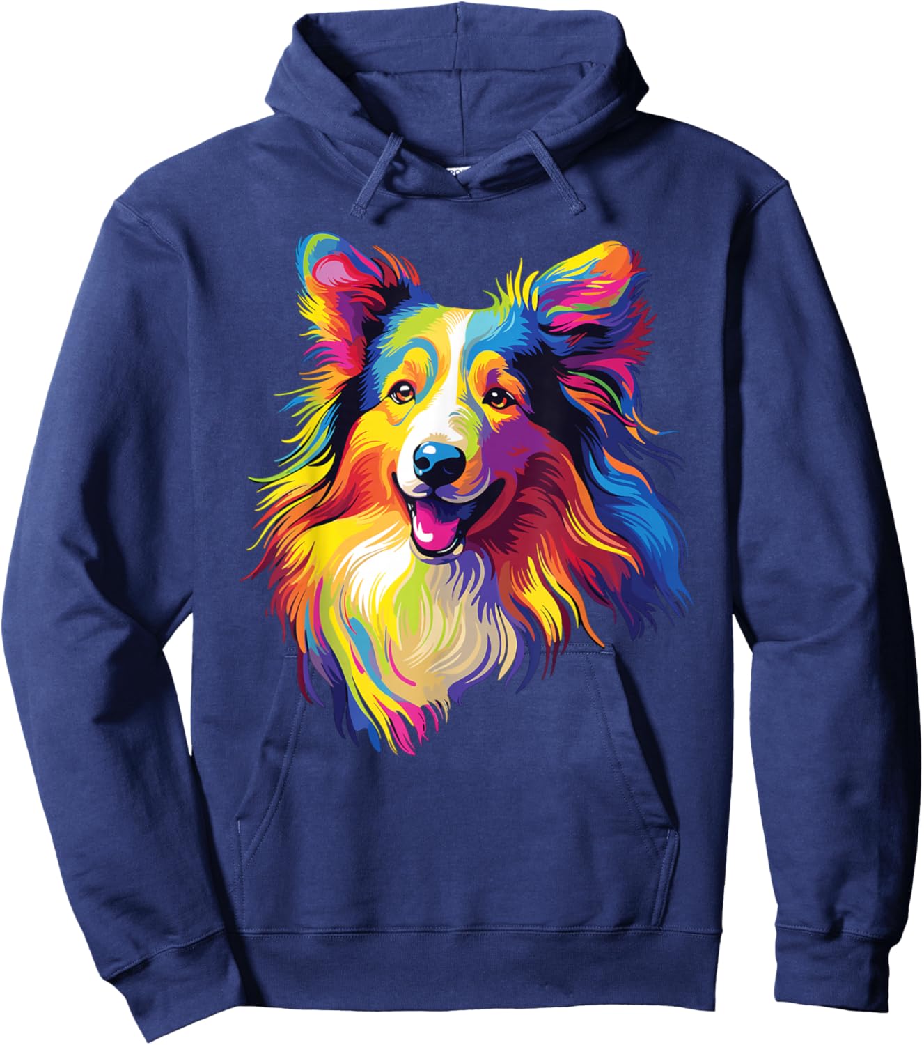 Watercolor Colorful Collie Dogs Hoodie - Hoodie | Navy