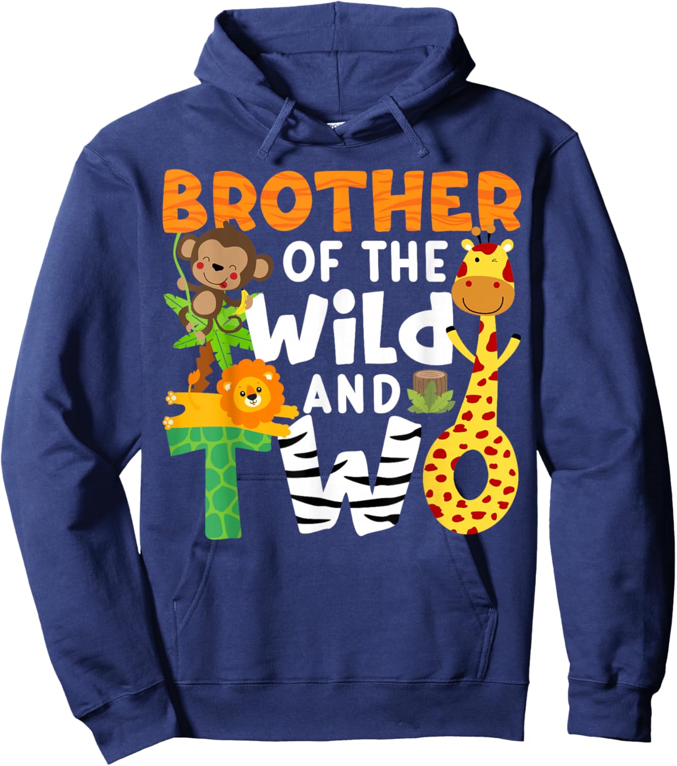 Brother Of The Wild and Two 2nd Theme Safari Jungle Animals Hoodie - Hoodie | Navy