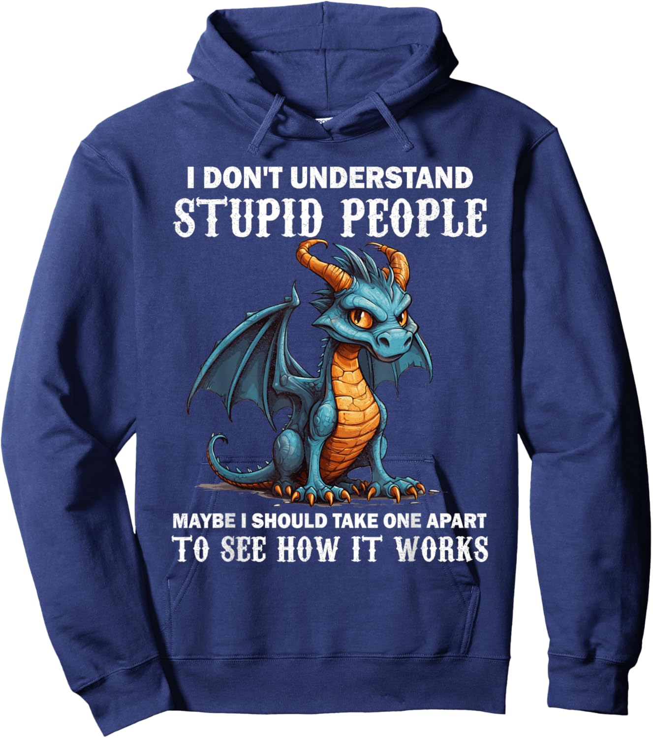 I Don't Understand Stupid People Cute Dragons Lover Funny Hoodie - Hoodie | Navy