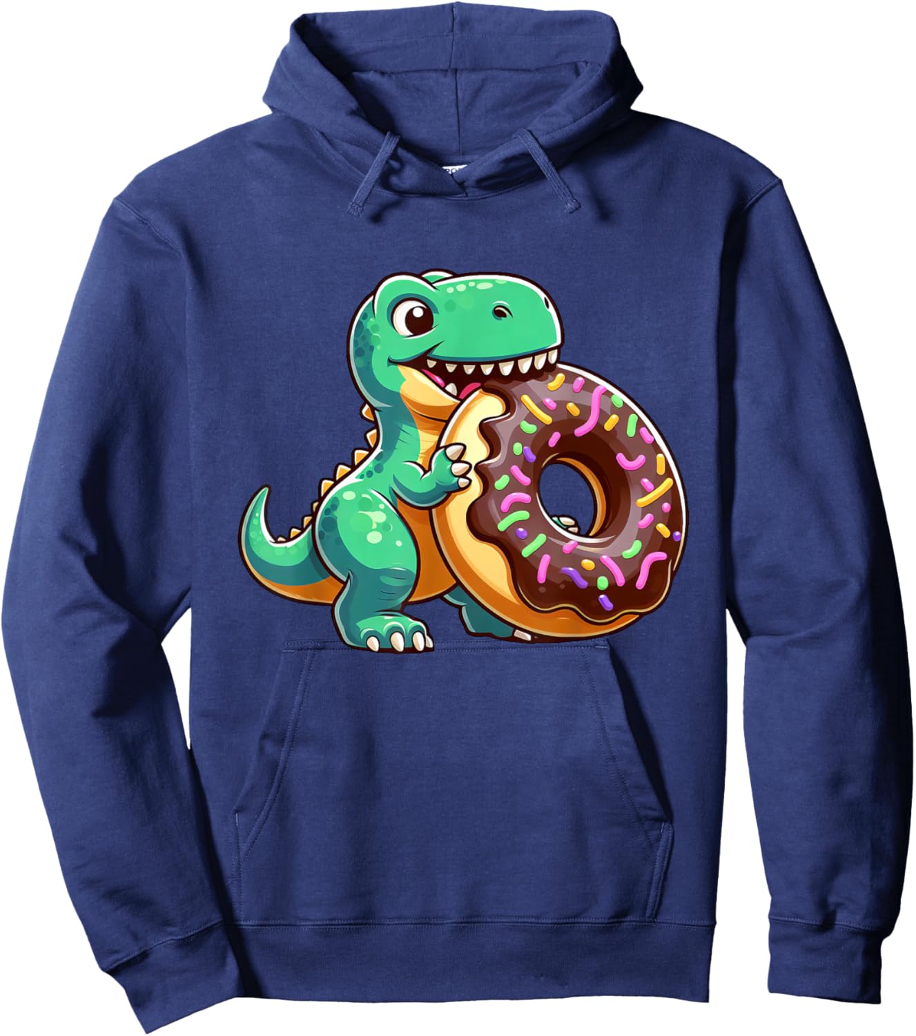 Funny Dino T-Rex Eating Donut Hoodie - Hoodie | Navy