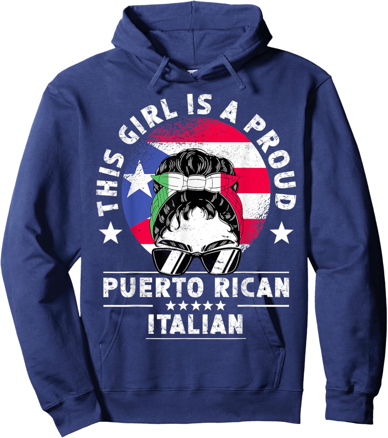 Puerto Rico Flag Italy Grown Women Girl Pride Hoodie - Hoodie | Navy