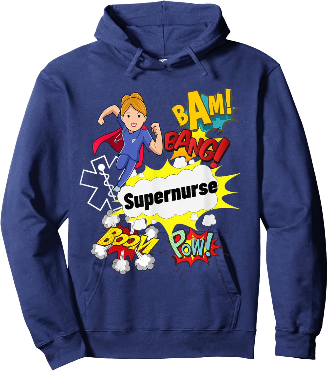 Supernurse Comic Superhero Style RN Woman Nursing Gift Hoodie - Hoodie | Navy