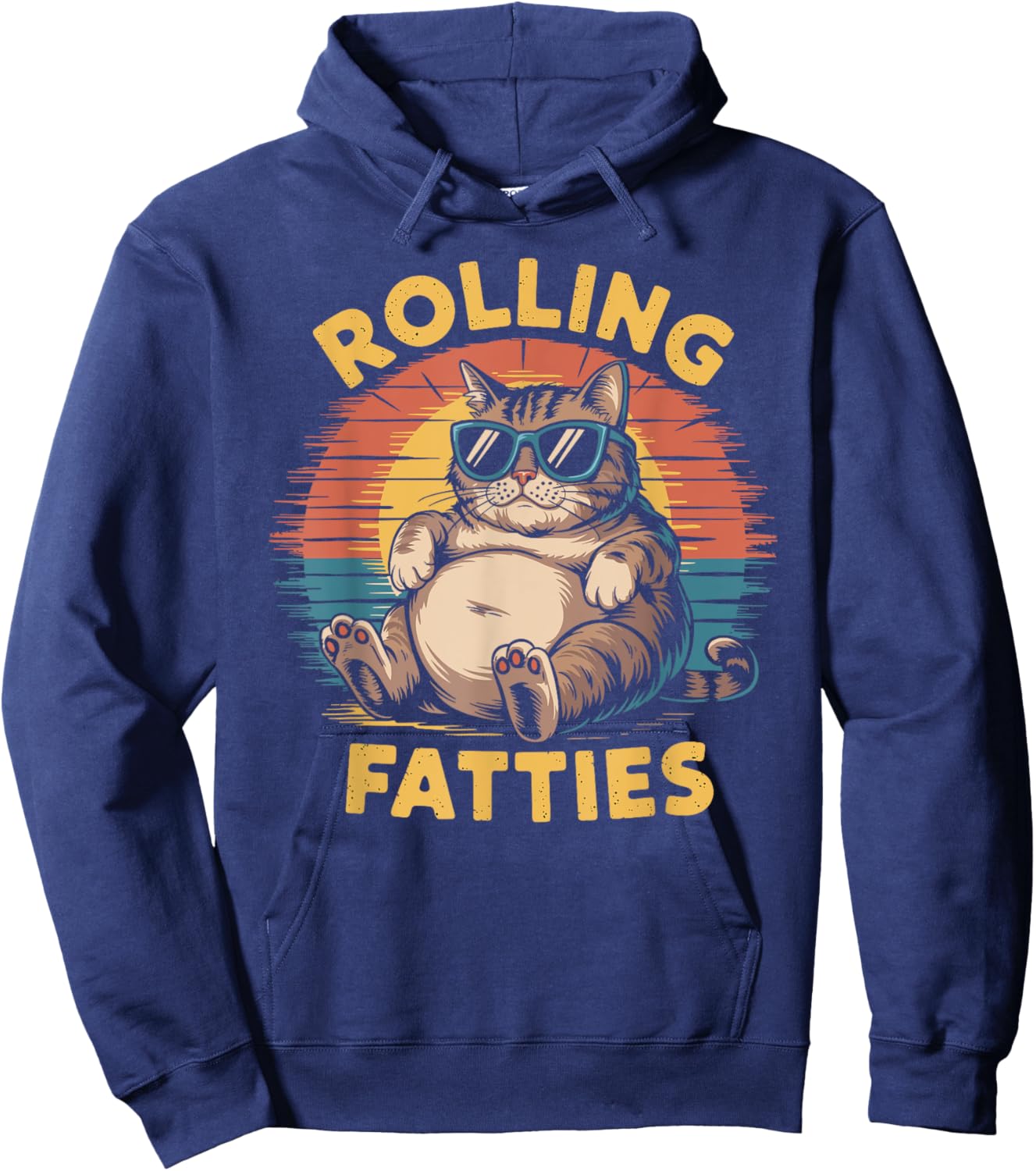 Rolling Fatties cat funny cute cat lover Kitten Owner retro Men Women Hoodie - Hoodie | Navy