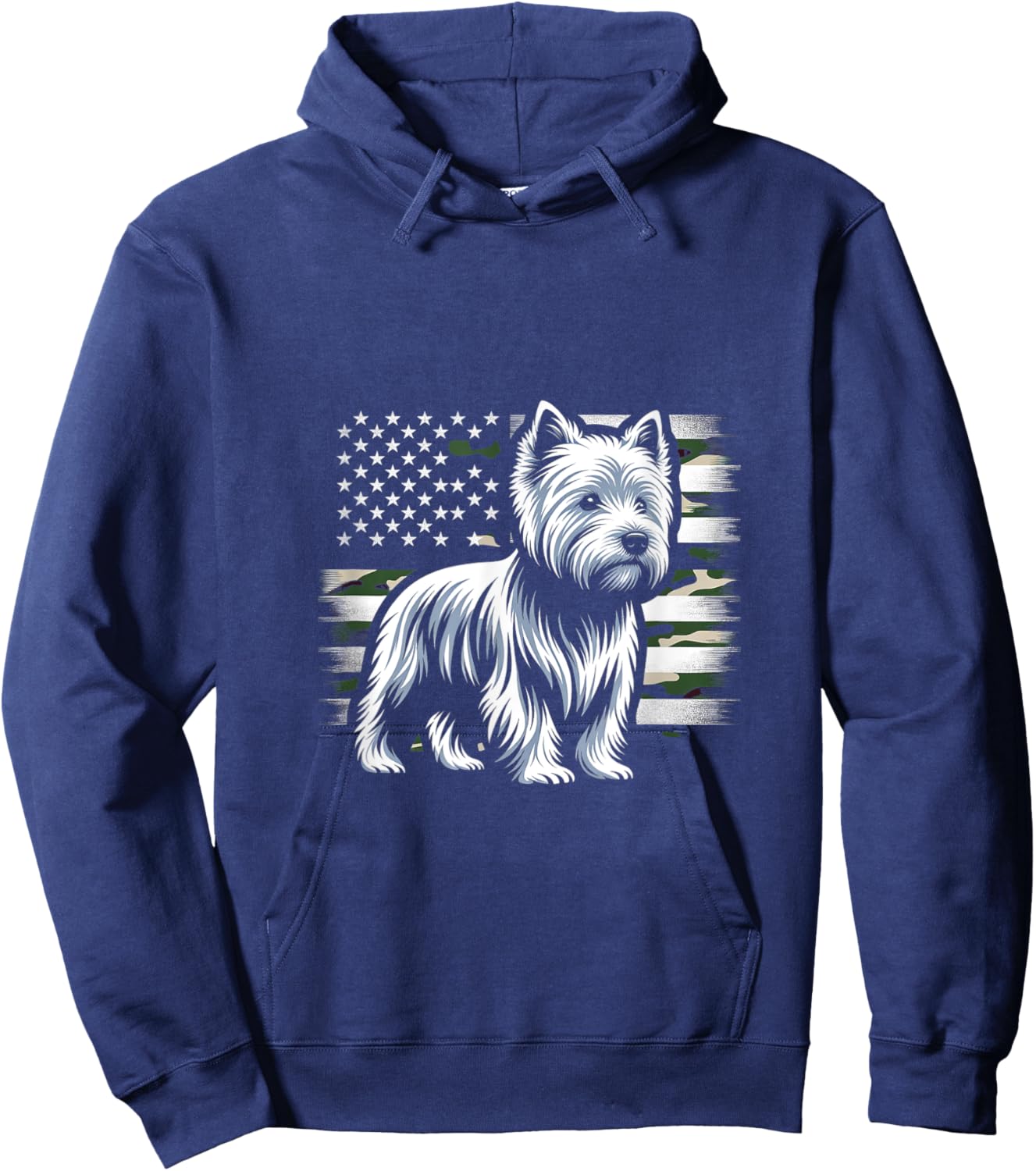 West Highland White Terrier Dog USA Flag Women Men Hoodie - Hoodie | Navy