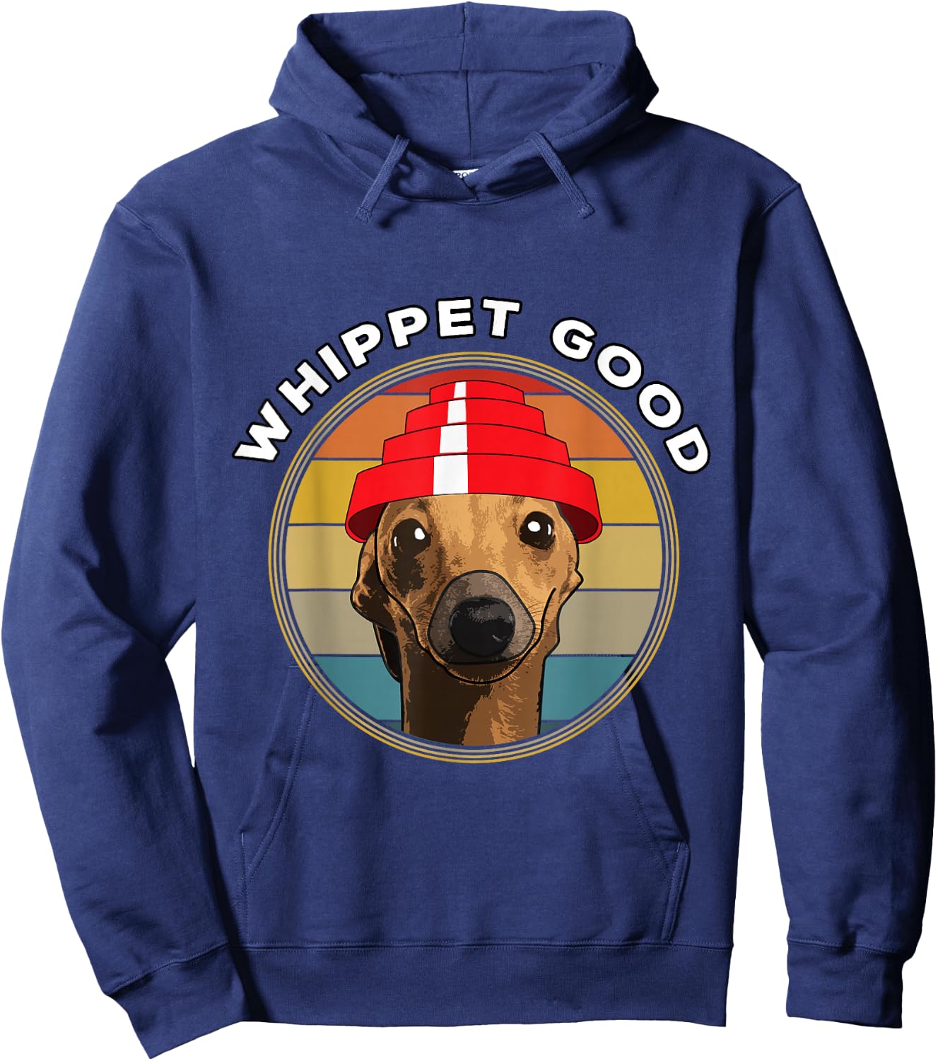 Whippet Good Funny 80's Music Dog Design Hoodie - Hoodie | Navy
