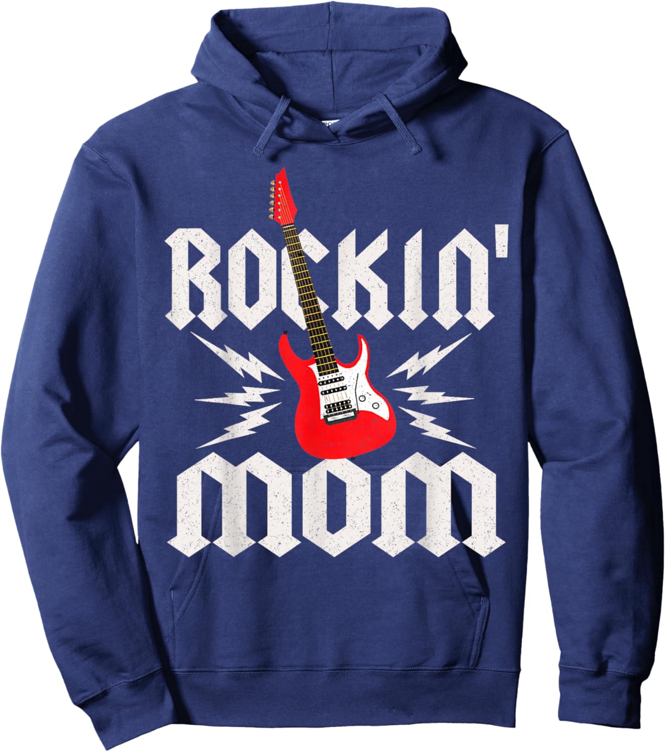 Mom Rockin One Birthday Family Matching Rock Guitar Hoodie - Hoodie | Navy