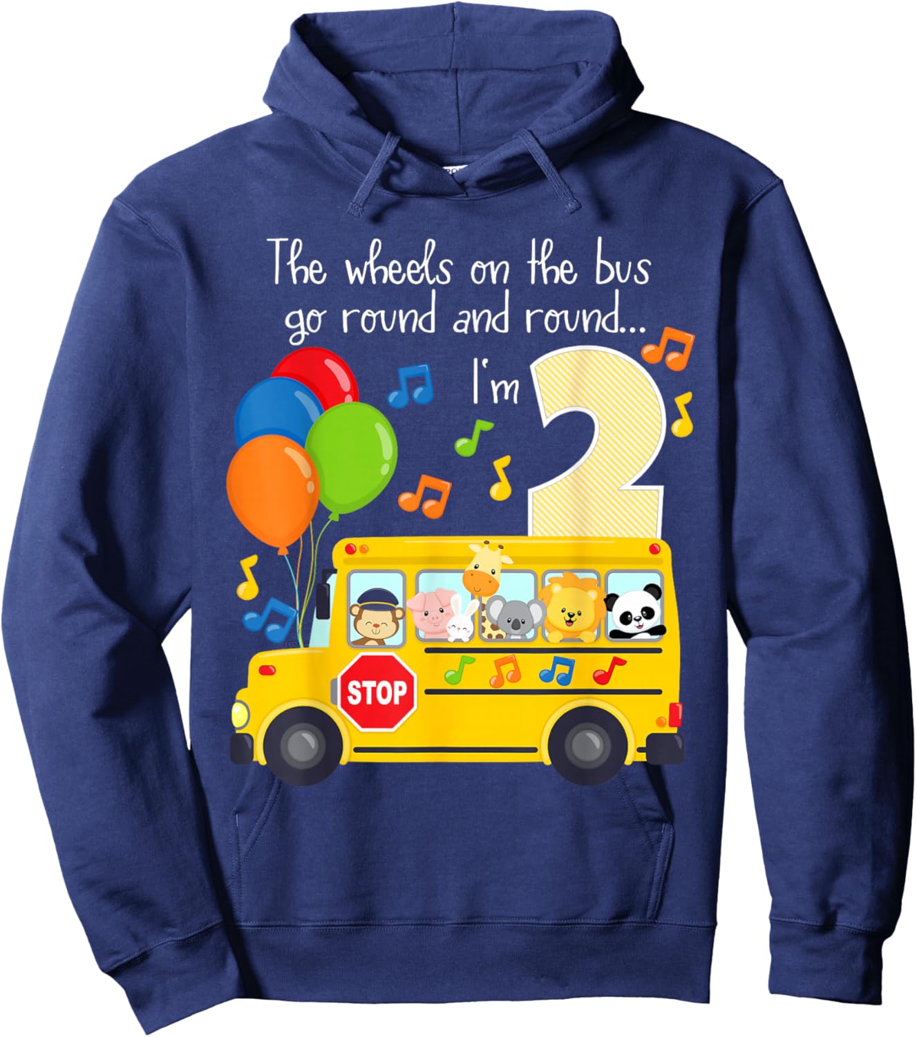 The Wheels On The Bus 2nd Birthday 2 Yrs Old Family Matching Hoodie - Hoodie | Navy