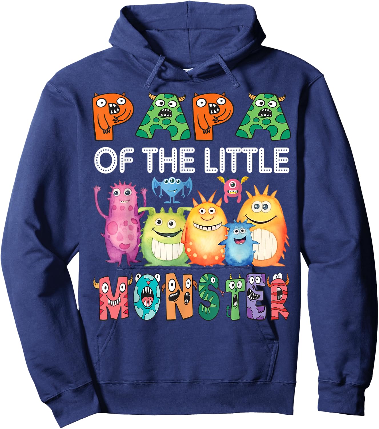 Papa Of The Little Monster Kids 1St Birthday Party Hoodie - Hoodie | Navy