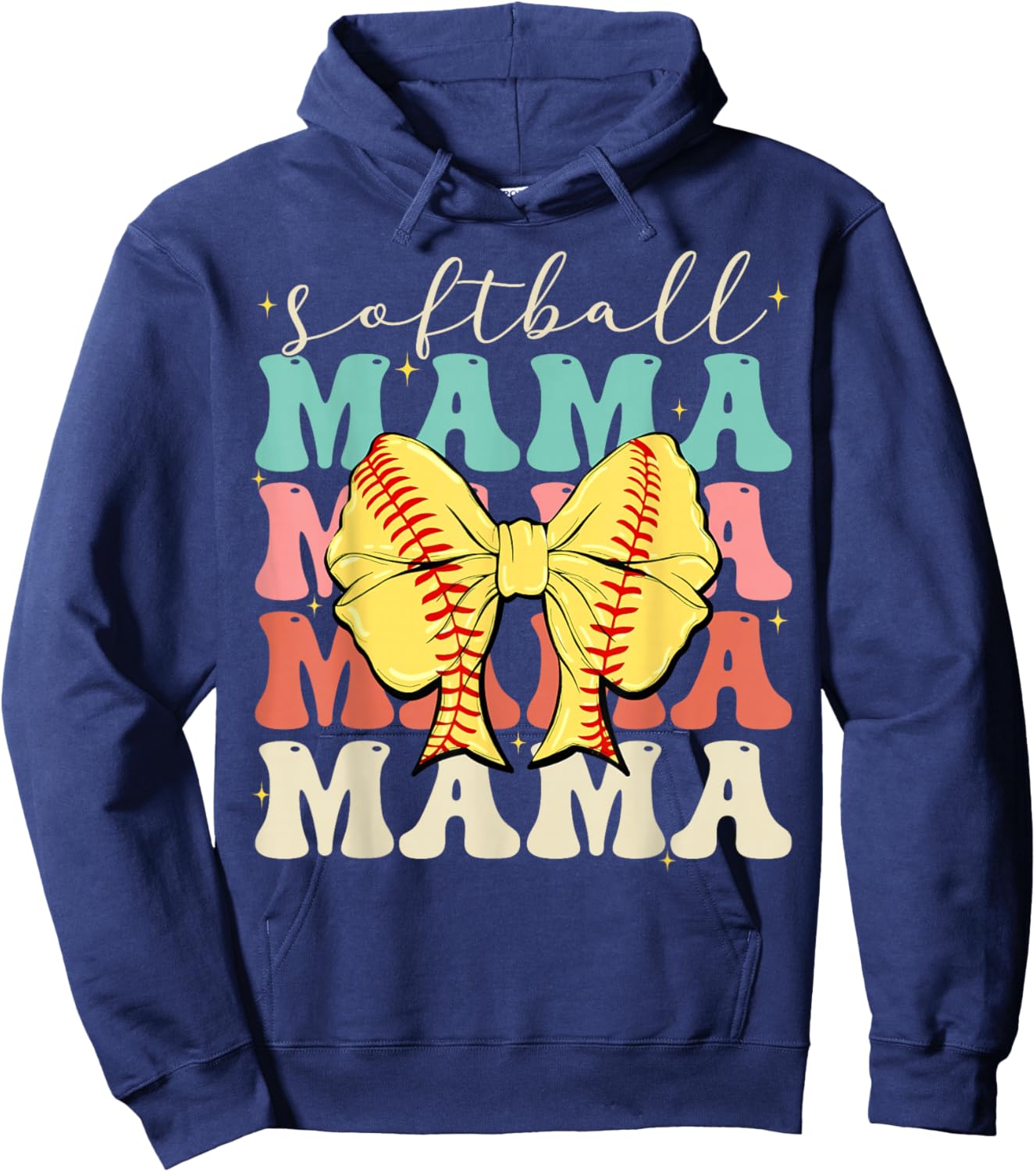 Softball Mama Mvv Mother's Day Softball Mama Retro Groovy Softball Softball Mom Hoodie - Hoodie | Navy