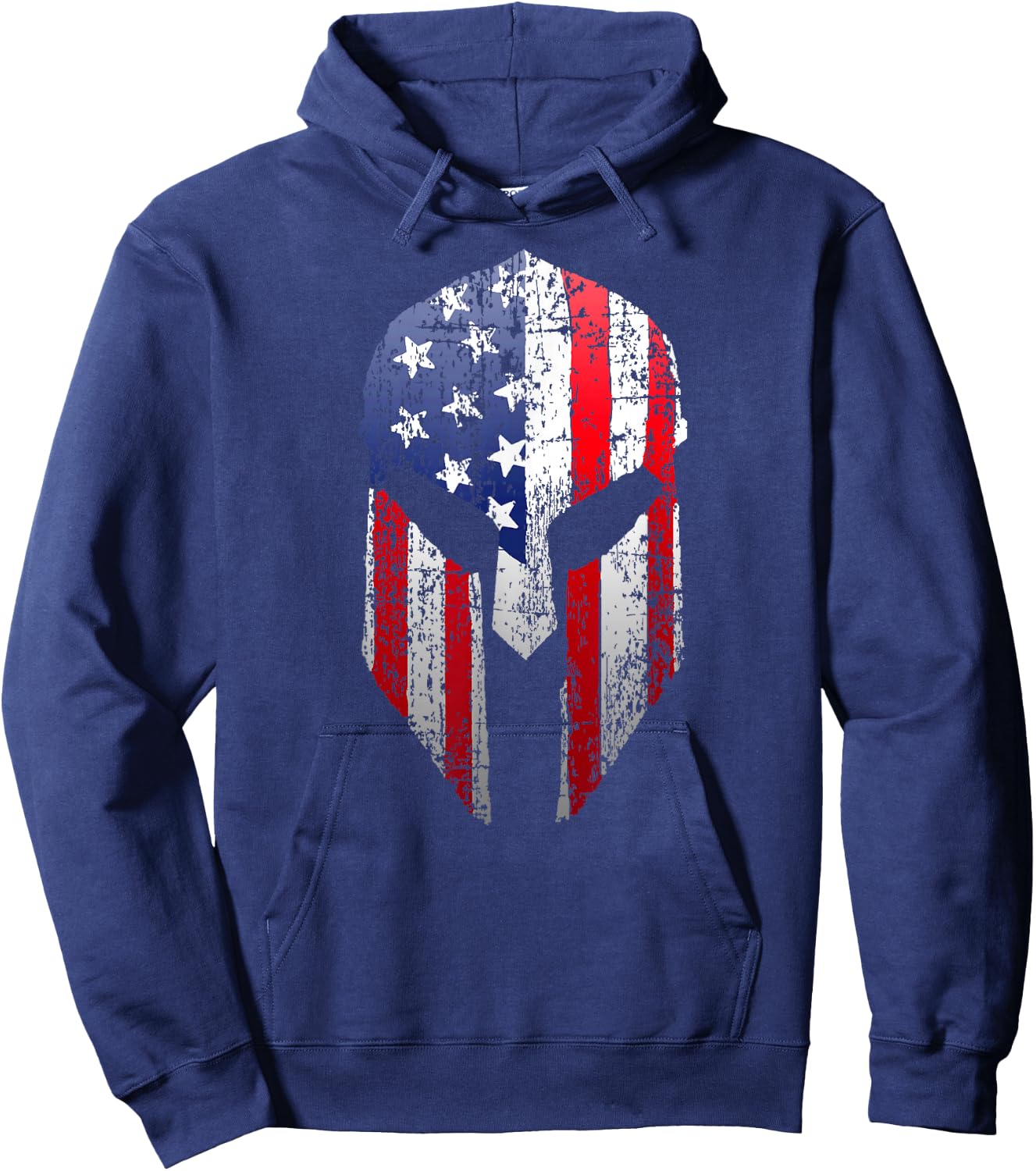 Patriotic American Spartan Warrior USA Flag Helmet Hoodie - Hoodie | Navy