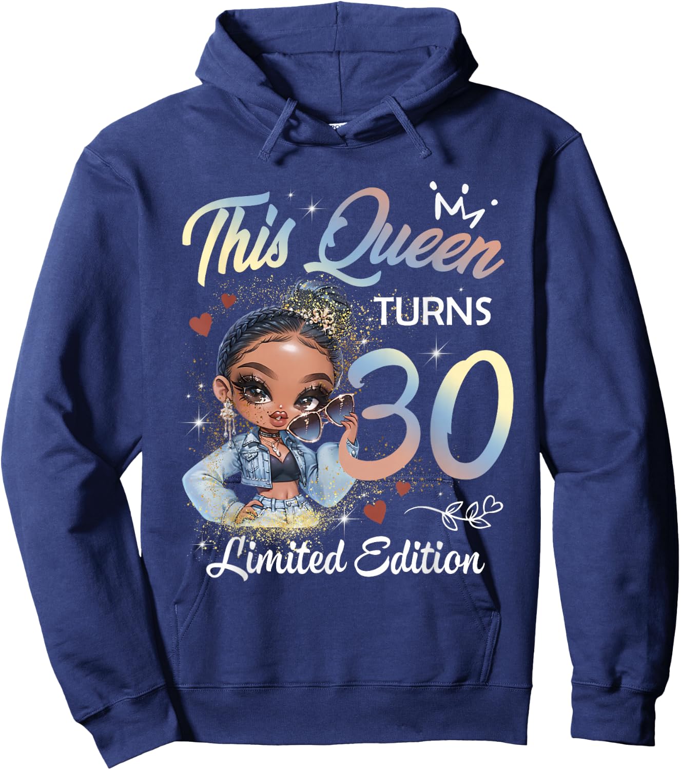 This Queen Turns Girl 30th Birthday Afro Women Black Pride Hoodie - Hoodie | Navy