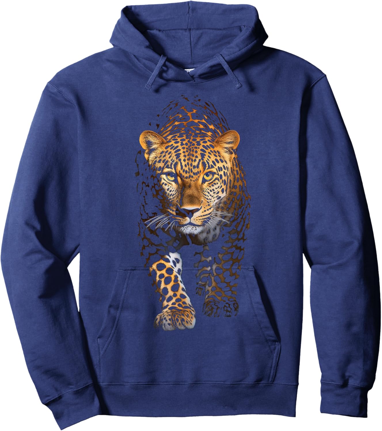 Leopard Portrait Animal Illustration Art Leopard Hoodie - Hoodie | Navy