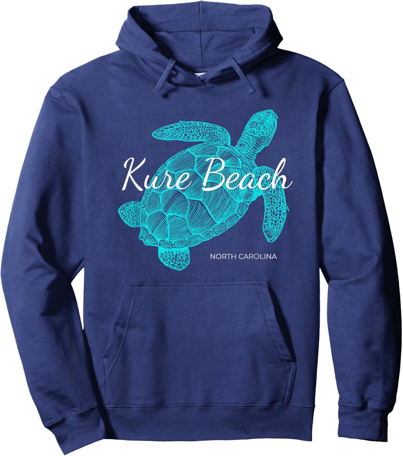 Kure Beach North Carolina Vacation With A Turtle Graphic Hoodie - Hoodie | Navy