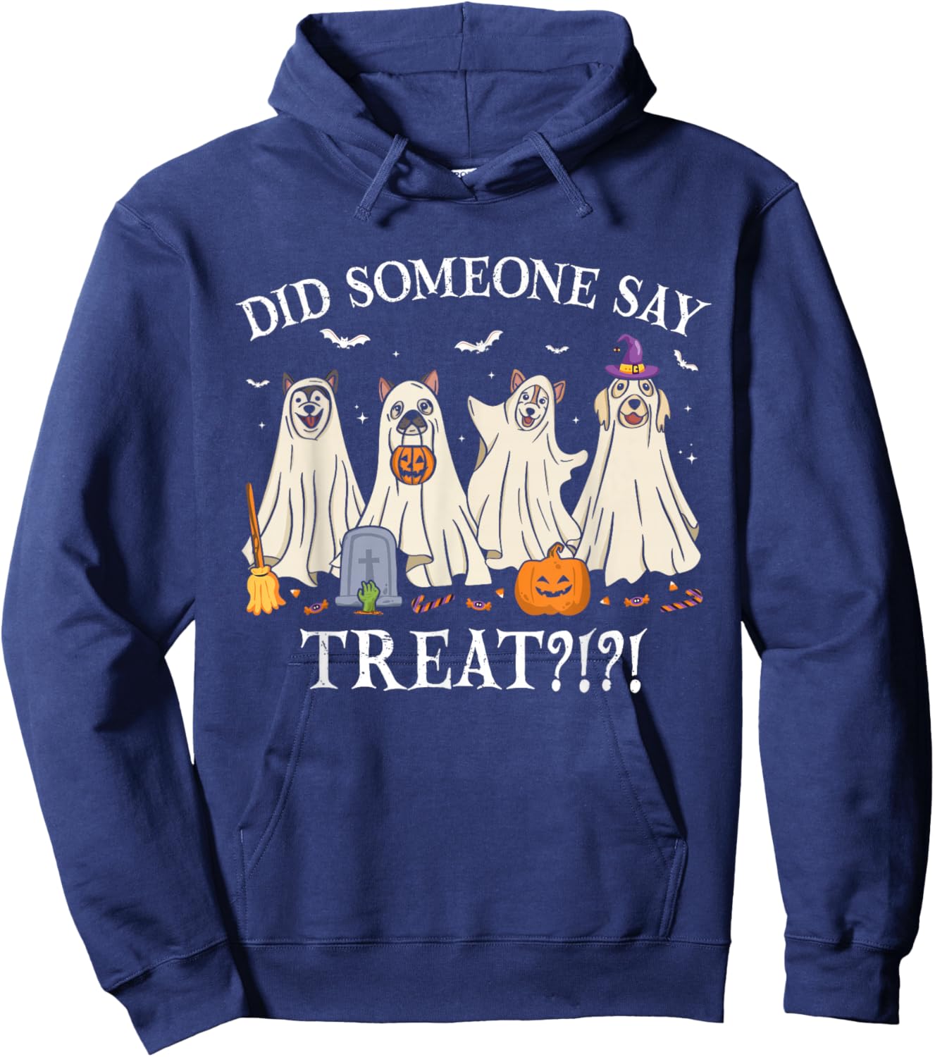 Halloween Ghost Dogs Did Someone Say Treat Ghost Dog Boo Hoodie - Hoodie | Navy