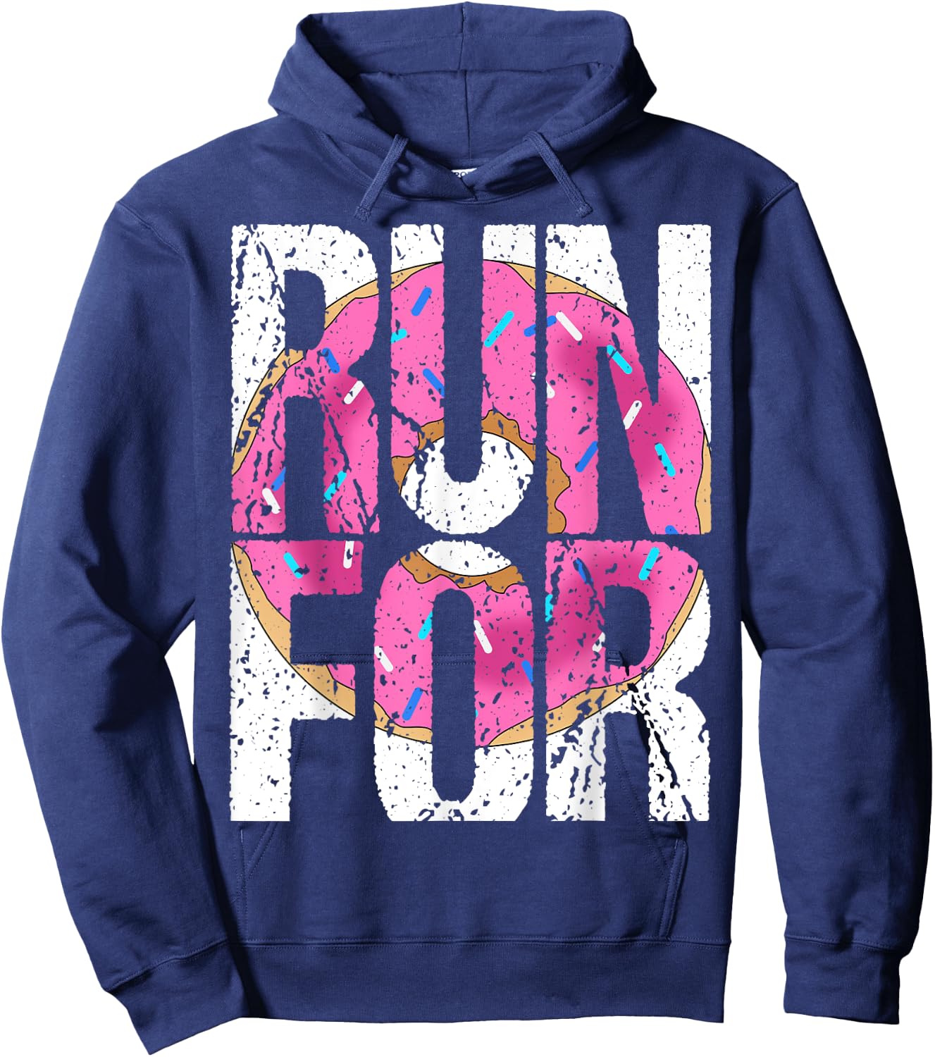 Funny Marathon Run Donut Running Workout Fitness Sport Gift Hoodie - Hoodie | Navy