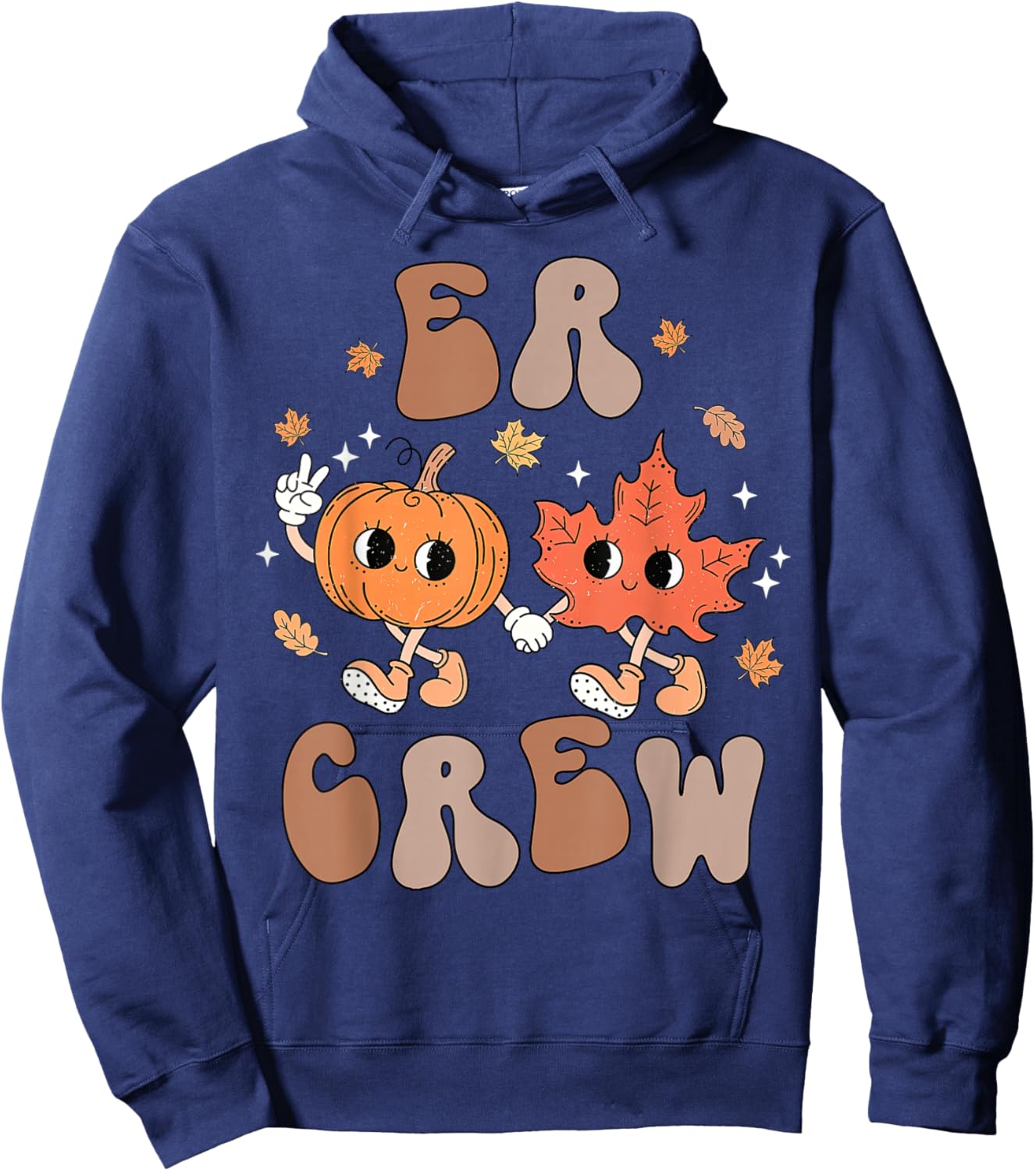 Retro ER Crew Emergency Nurse Pumpkin Fall Thanksgiving Hoodie - Hoodie | Navy